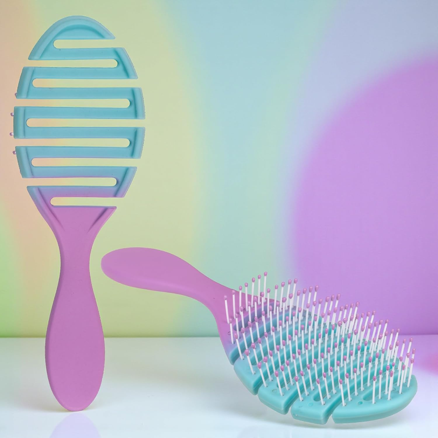 MIJOMA Set of 2 Flexible Hair Brushes - Vented Detangler Design for Quick Blow Drying and Gentle Detangling, Soft Tip Bristles for Scalp, Candy Colours, 22.5 X 7.2 Cm image number 6