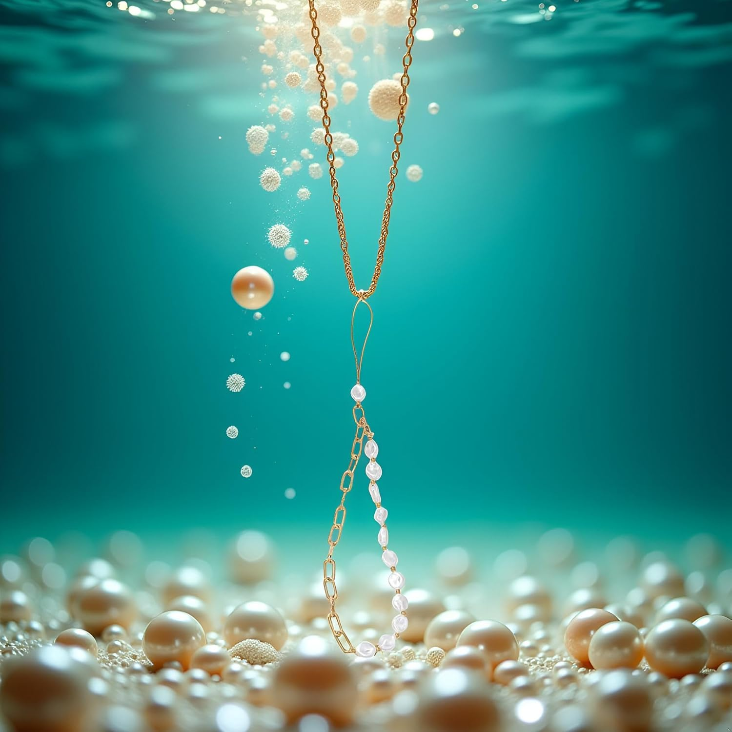 Jjlfresheners 1Pc White Phone Lanyard, Metal Chain, Pearl Beaded Phone Charms, Universal anti Lost Chain, Wrist Strap, Decorations Charm Keychain Accessories, Metal, Agate image number 1