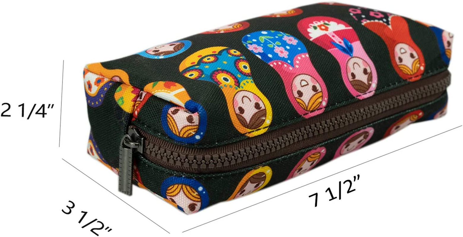 Lparkin Cute Matryoshka Doll Bag Canvas Pencil Case Zipper Pouch Small Cosmetic Bag Russian Doll Purse Teacher Gift Stationary Box Gadget Bag Make up Case Kawaii image number 4