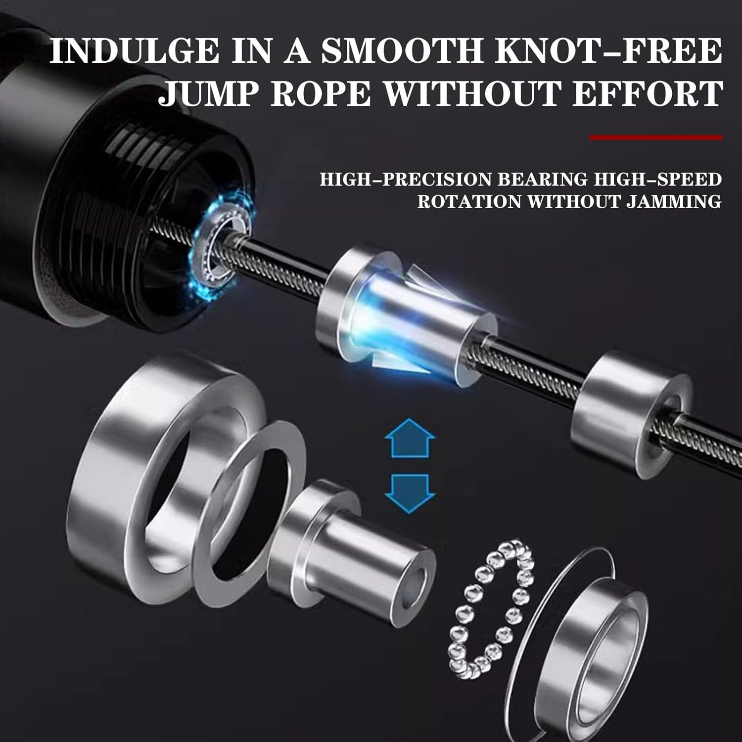 2Pcs Tangle-Free Speed Jumping Rope with Adjustable Foam Handles for Fitness, Steel Jump Ropes for Women, Men, and Kids, Black, Load Skipping Rope, Exercise to Lose Weight image number 4