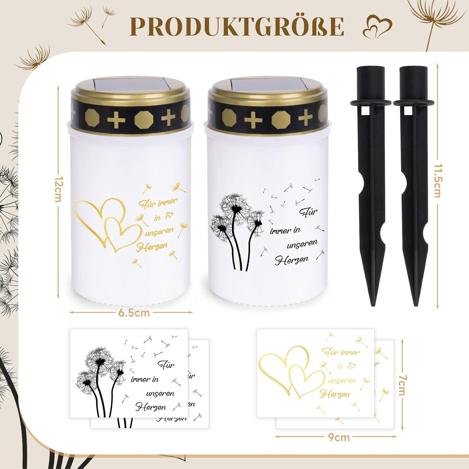 YYSWSAKY 2 Pack Solar LED Grave Light Solar Weatherproof Grave Lights for Outdoor Use LED Grave Light with Twilight Sensor Grave Candles White Forever in Our Hearts