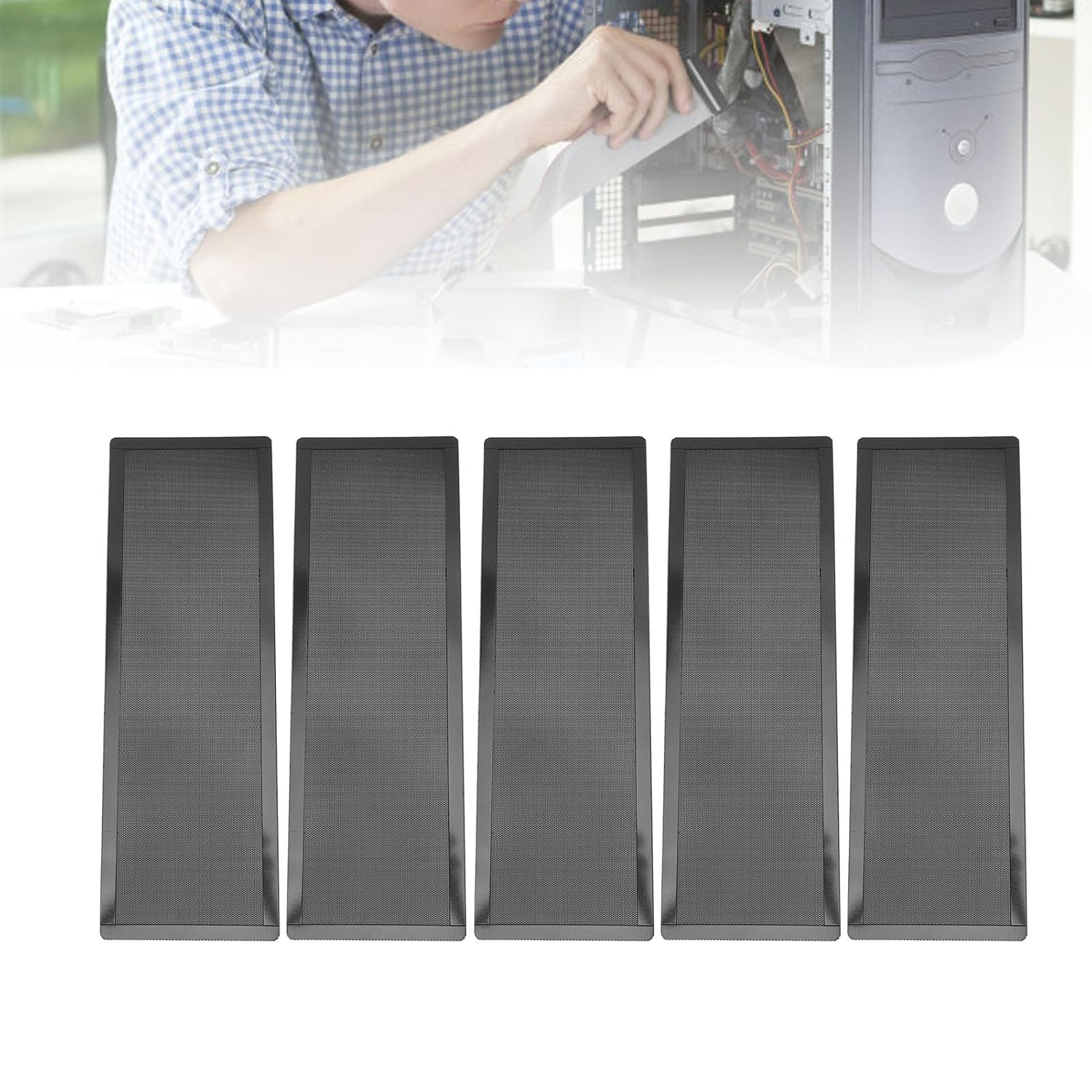 DIY PC Case Dust Mesh Filter, 10PCS PVC Dustproof Mesh Filter Cover with Magnetic Design, Computer Cooler Fan Dust Filter for Computer PC Case image number 4