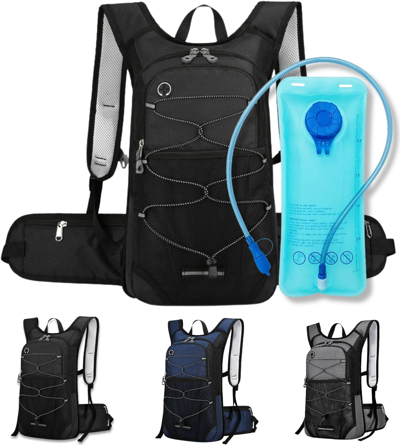 Hydration Pack, Hydration Backpack, and Hydration Vest with a 2L Hydration Bladder Are Suitable for Both Men and Women during Hiking Camping, Running, Trail Running, Marathons, Running Cycling. image number 3