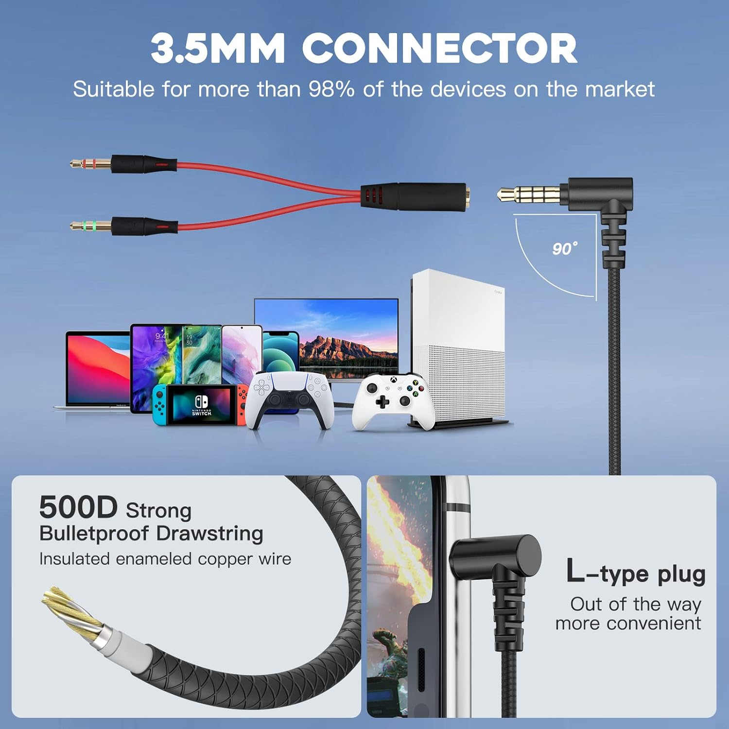 Bluefire 3.5Mm Gaming Headphones with Noise-Cancelling Mic, Stereo Gaming Earbuds PC Gaming Earphone with Microphone & Volume Control for PC Phone(Black) image number 4