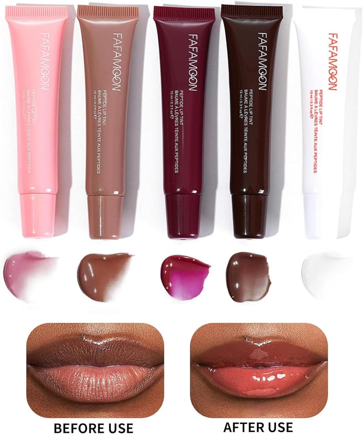 Long Lasting Lip Gloss, 5 Colors Lip Gloss, Peptide Lip Tint, Lip Tint, Lip Gloss, Lip Plumper Gloss, Nourishing Lip Care Oil Naturally Plump (D) image number 4