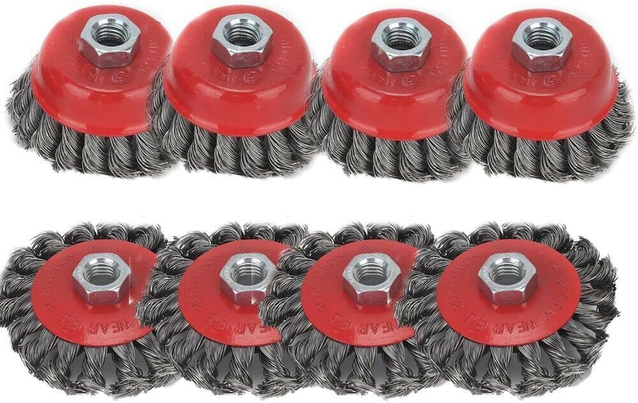 Youngly 8Pcs Wheel Disc Cup Brush Twist Knot Wire Set Kit for Angle Grinder M14 Crew image number 1