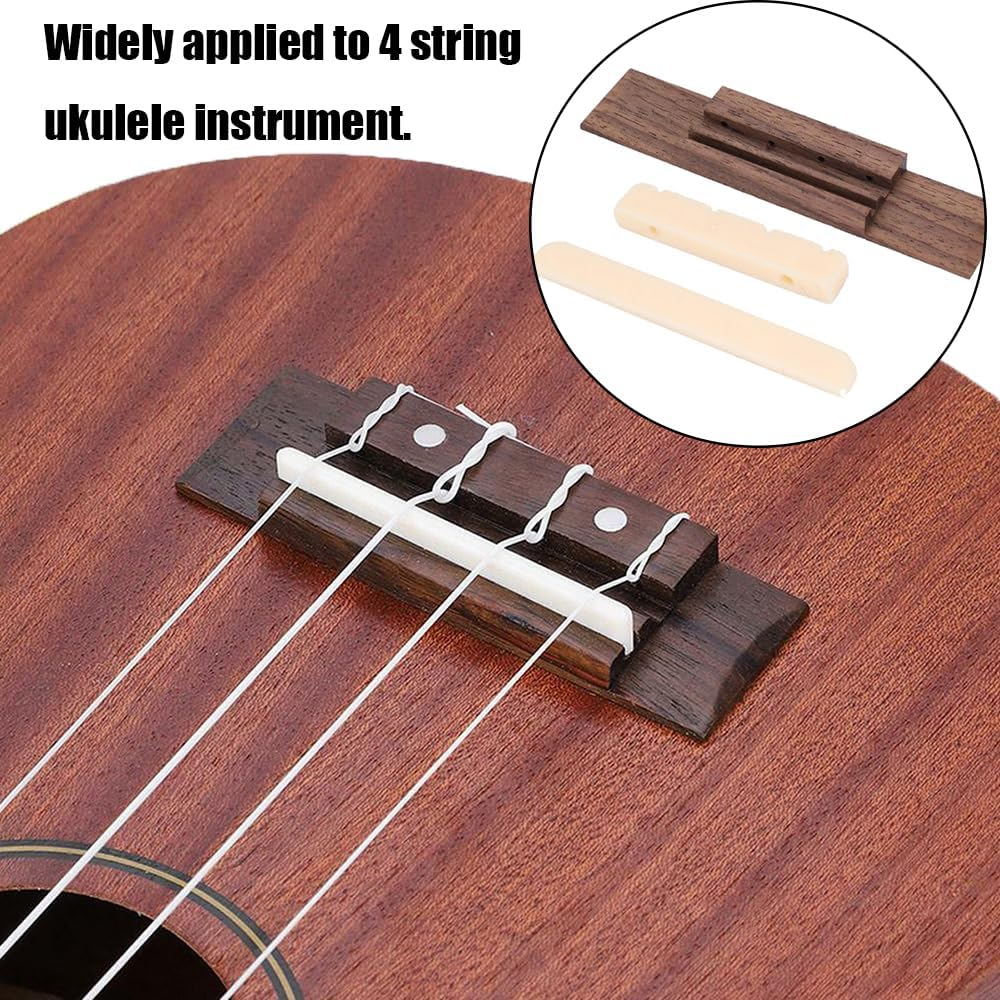 Rosewood Ukulele Bridge Nut and Saddle - 4 String Ukulele DIY and Repair Parts image number 2
