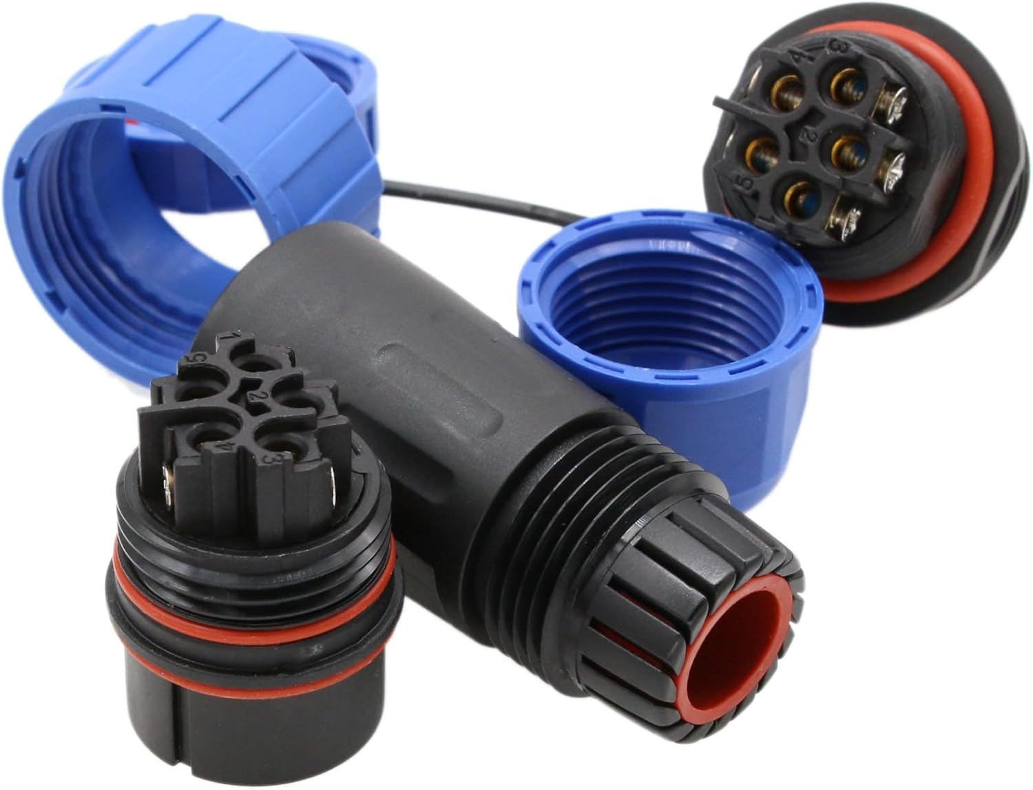 Hangton TY20 5 Pin 10A Waterproof Bulkhead Connector Screw Terminal Male Female Wire Plug Receptacle for Outdoor Electrical Device, 14Awg 6-12Mm OD image number 2