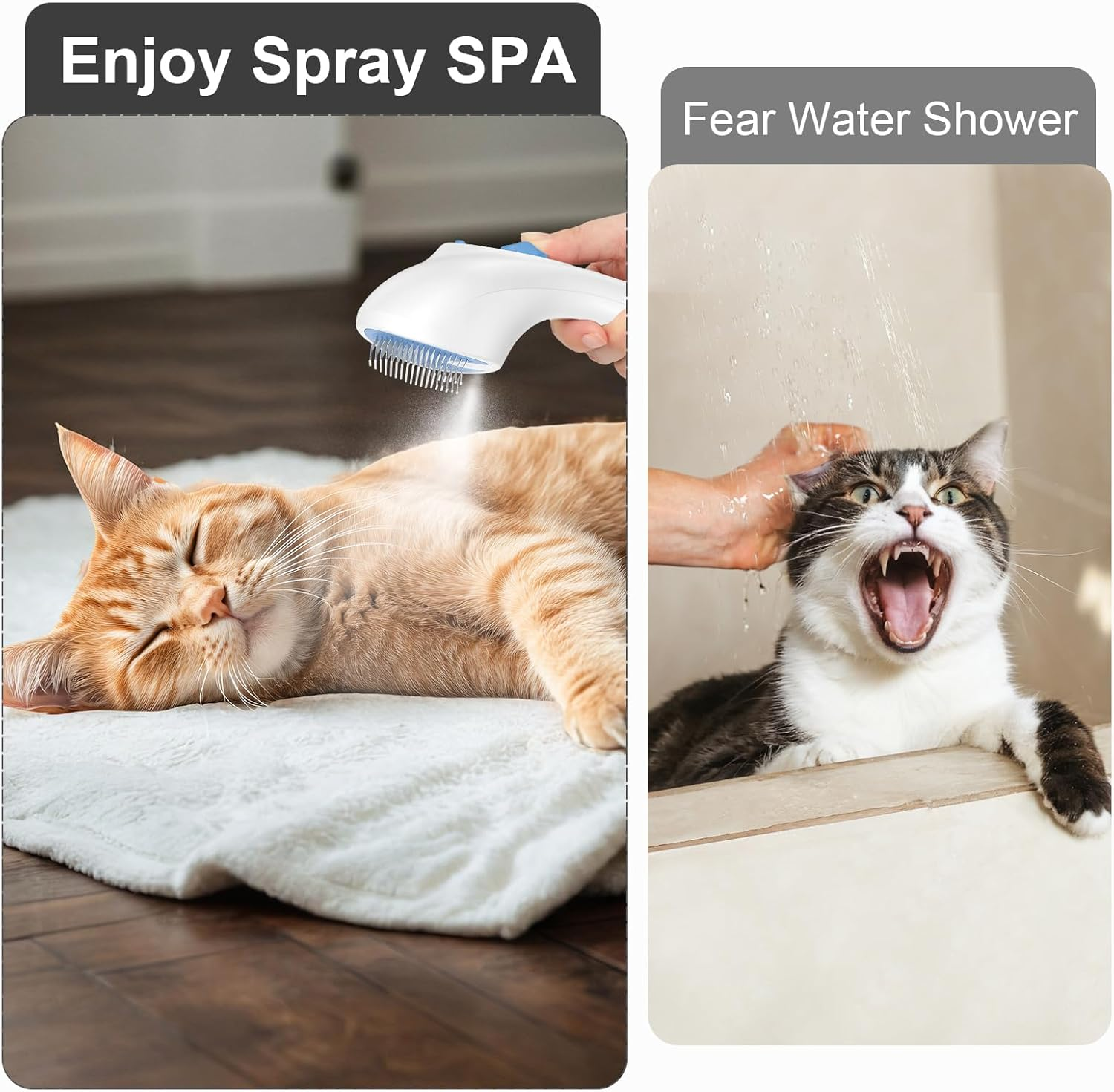 Euqvunn Cat Brush with Steam with Release Button, Ultra Quiet Design/Comfort Handle, Pet Steam Brush, Cat Steamy Brush, Dog Brush, Rechargeable Cats with Spray for Cats, Dogs, Rabbits image number 5