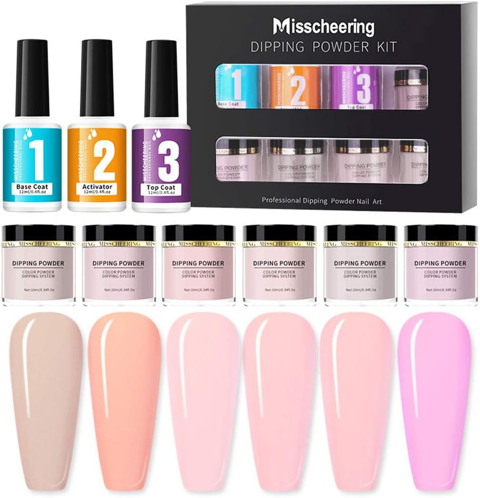 Dipping Nail Powder Kit Nail Art Set with Base Top Coat Activator for French Nail Extension Manicure No UV/LED Nail Lamp Needed DIY Nail Art Kit image number 6
