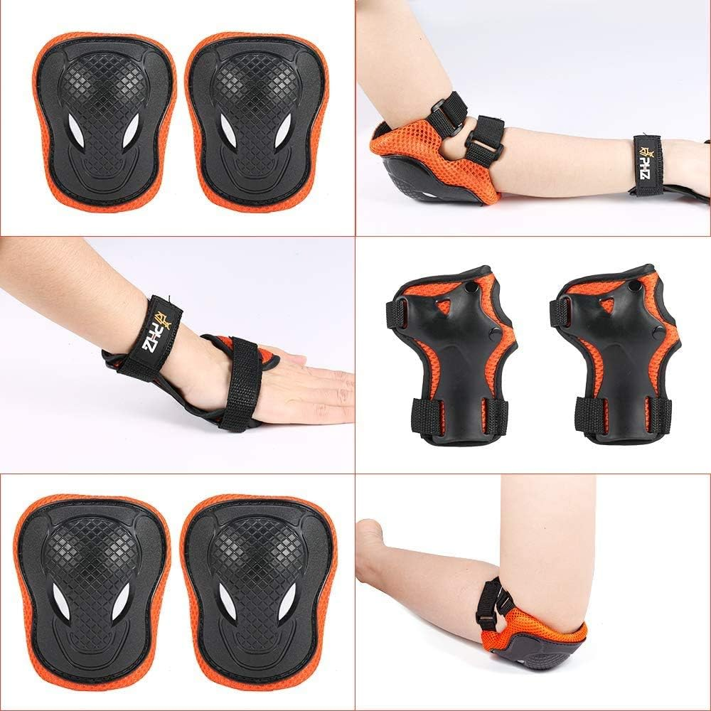 PHZ. Kids Knee Pads Elbow Pads Wrist Guards 6 in 1 Protective Gear Set for Inline Roller Skating Skateboarding Scooter BMX Etc. image number 5