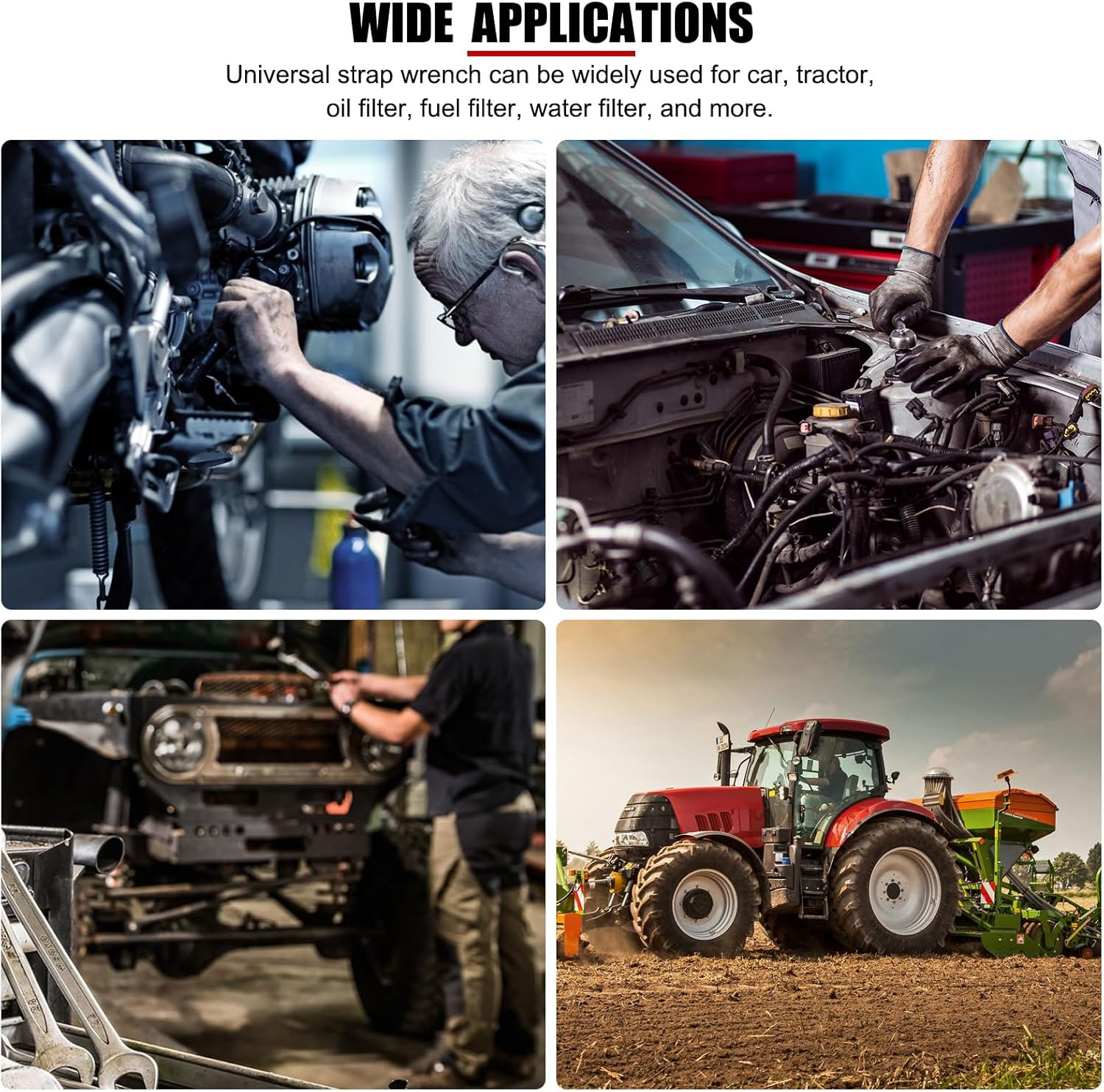 EVTSCAN Canvas Type Heavy Duty Oil Filter Strap Wrench, with 1/2" Drive, Universal Adjustable Oil Filter Wrench for 1.5 to 5 Inches, for Car, Truck, Motorcycle image number 4