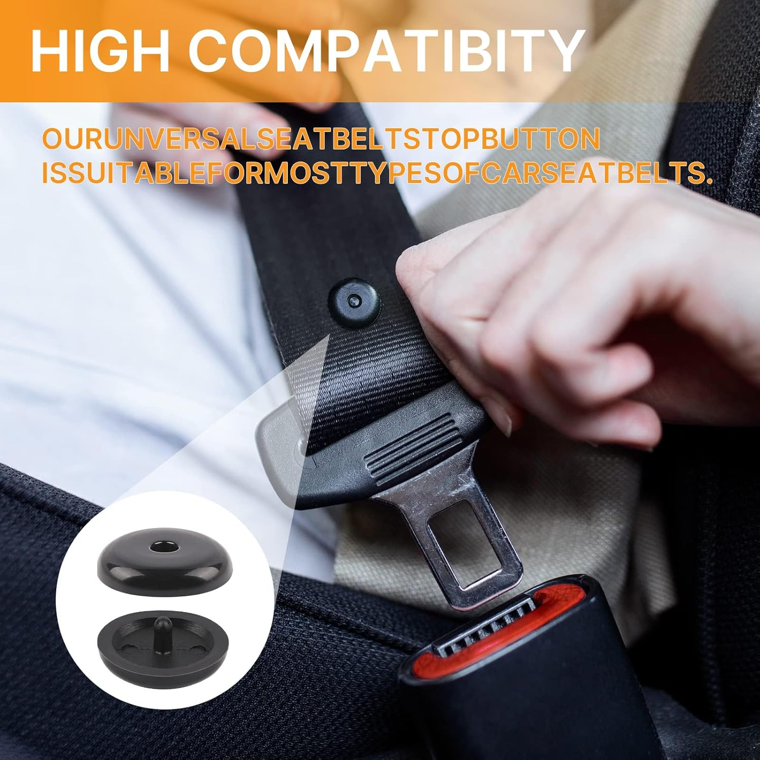 15 Sets Universal Fit Seatbelt Stopper Kit, Seat Belt Button Stop, Plastic Seatbelt Buckle Stopper Button Prevent Safety Belt Clip Buckle from Sliding Down image number 4