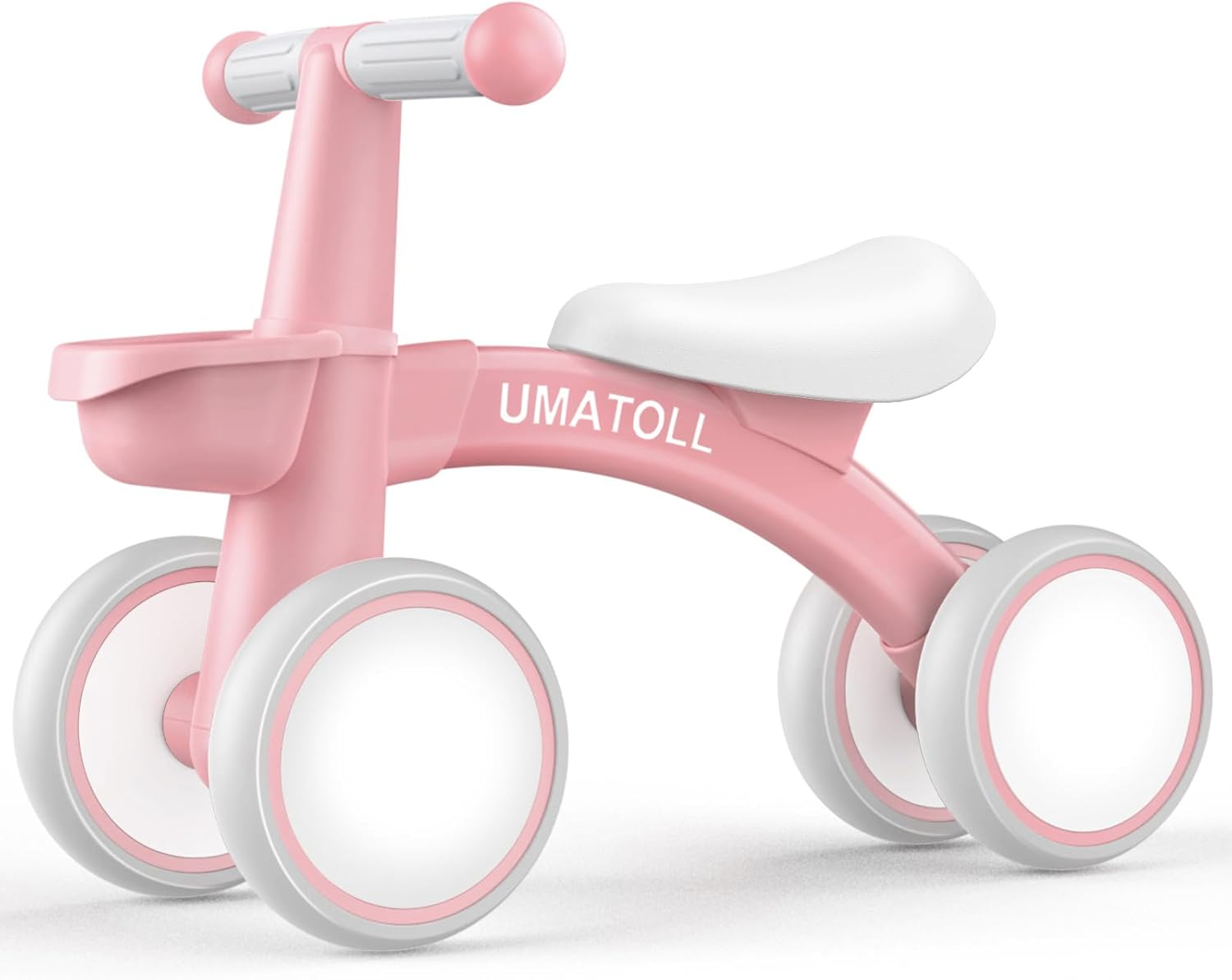 Umatoll Baby Balance Bike for 1 Year Old Boys Girls, 12-24 Months Toddler Balance Bike with Removable Basket, Adjustable Seat, 4 Wheels Infant Bike, First Birthday Gift