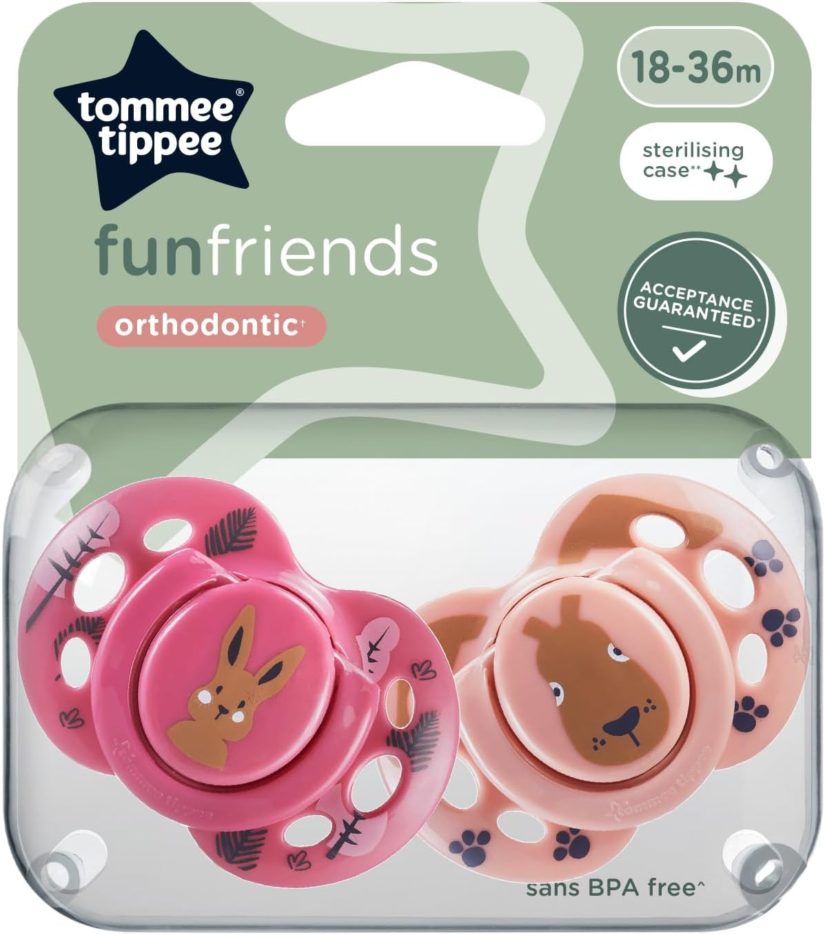 Tommee Tippee Fun Soother, 18-36 Months, 2 Pack, BPA Free, Reusable Steriliser Pod, Assorted Colours image number 6