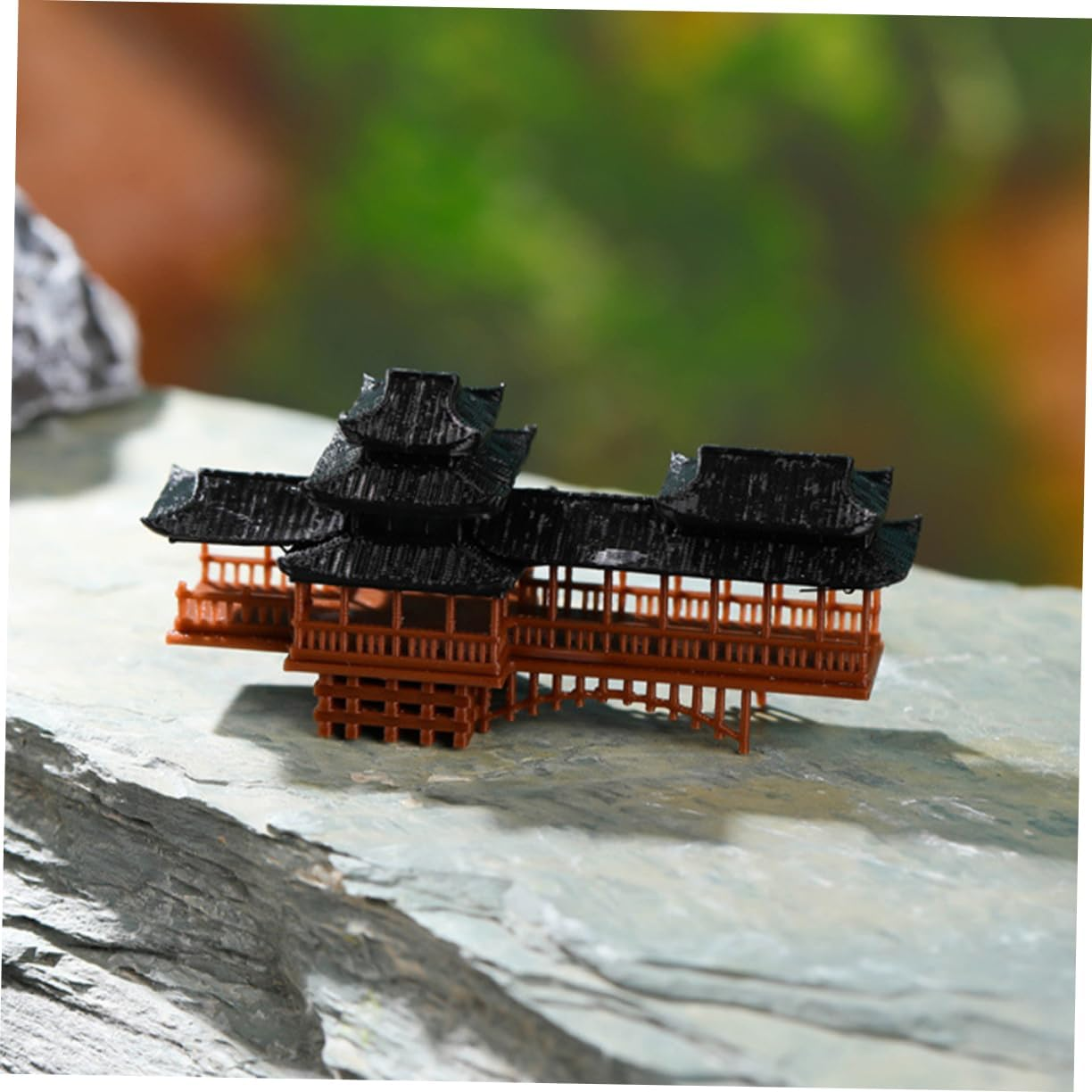 Miniature Landscape Bridge Bonsai Ornament Small Vintage Patio Garden Micro Decor 10X3.7X4.3Cm for Courtyard and Indoor Bonsai Display image number 2