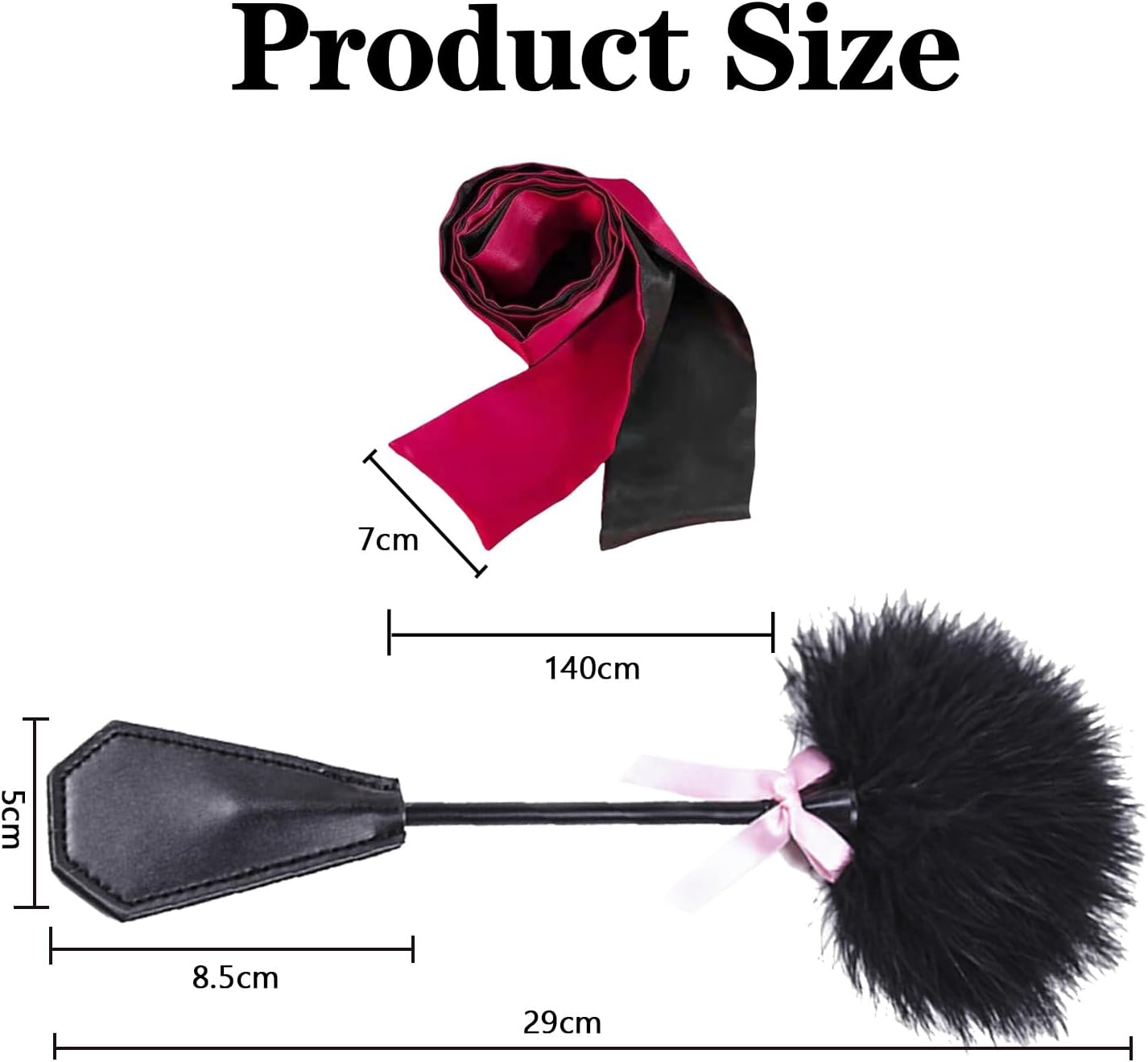 2 Pcs Black Satin Blindfold Eye Mask,Teasing Feather Stick,Eye Mask Sex Toy, Blindfolded Teasing Feather Stick for Couples，Couples Game Accessories,Bdsm Fetish Slave Bondage Toy image number 1