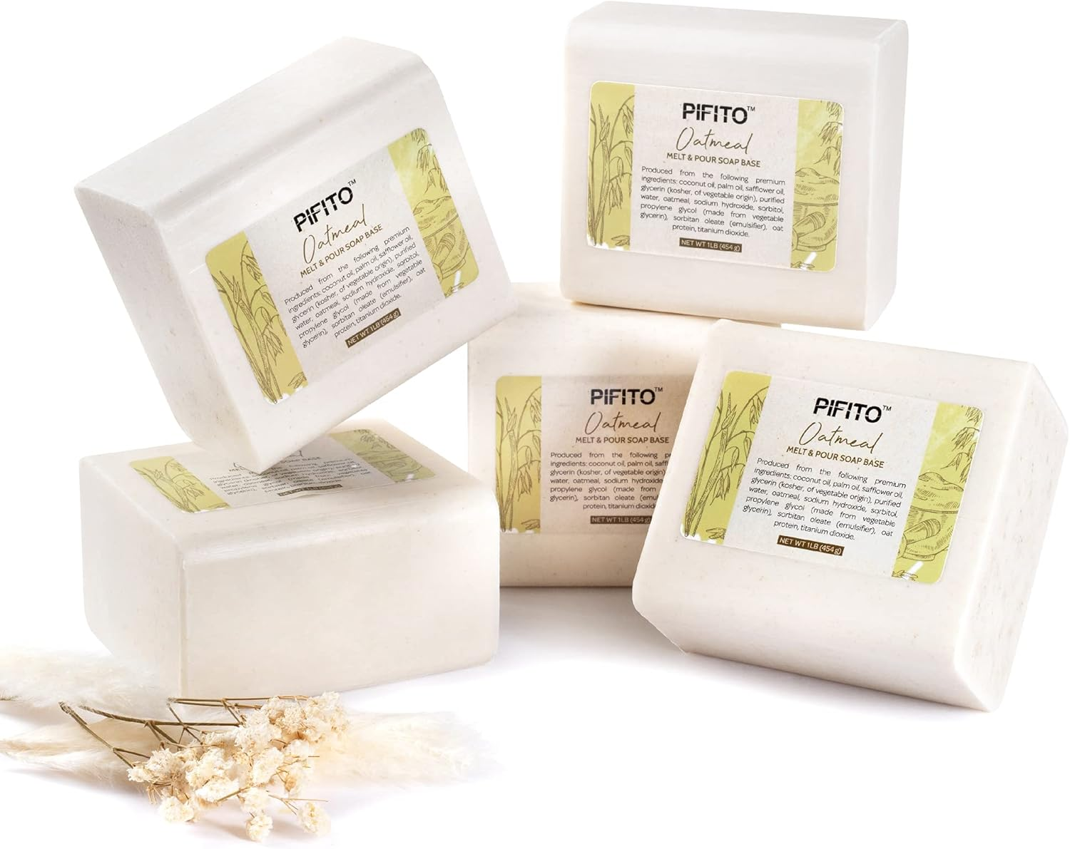 Pifito Premium Oatmeal Melt and Pour Soap Base (5 Lb) - Natural Vegetable Glycerin Soap Base - Excellent Hand Soap Making Supplies image number 3
