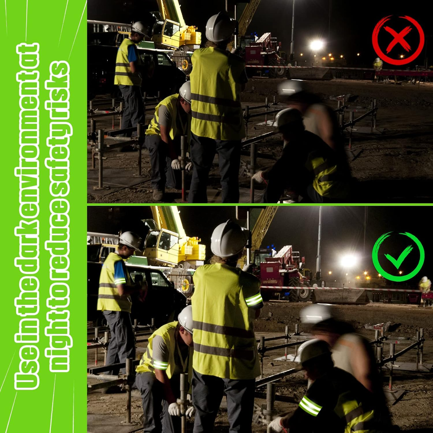 Zubebe 48 Pieces Reflective Bands Reflector Bands for Wrist, Arm, Ankle, Leg, High Visibility Reflective Gear Safety Reflector Tape Straps for Night Walking, Cycling and Running - Green image number 4