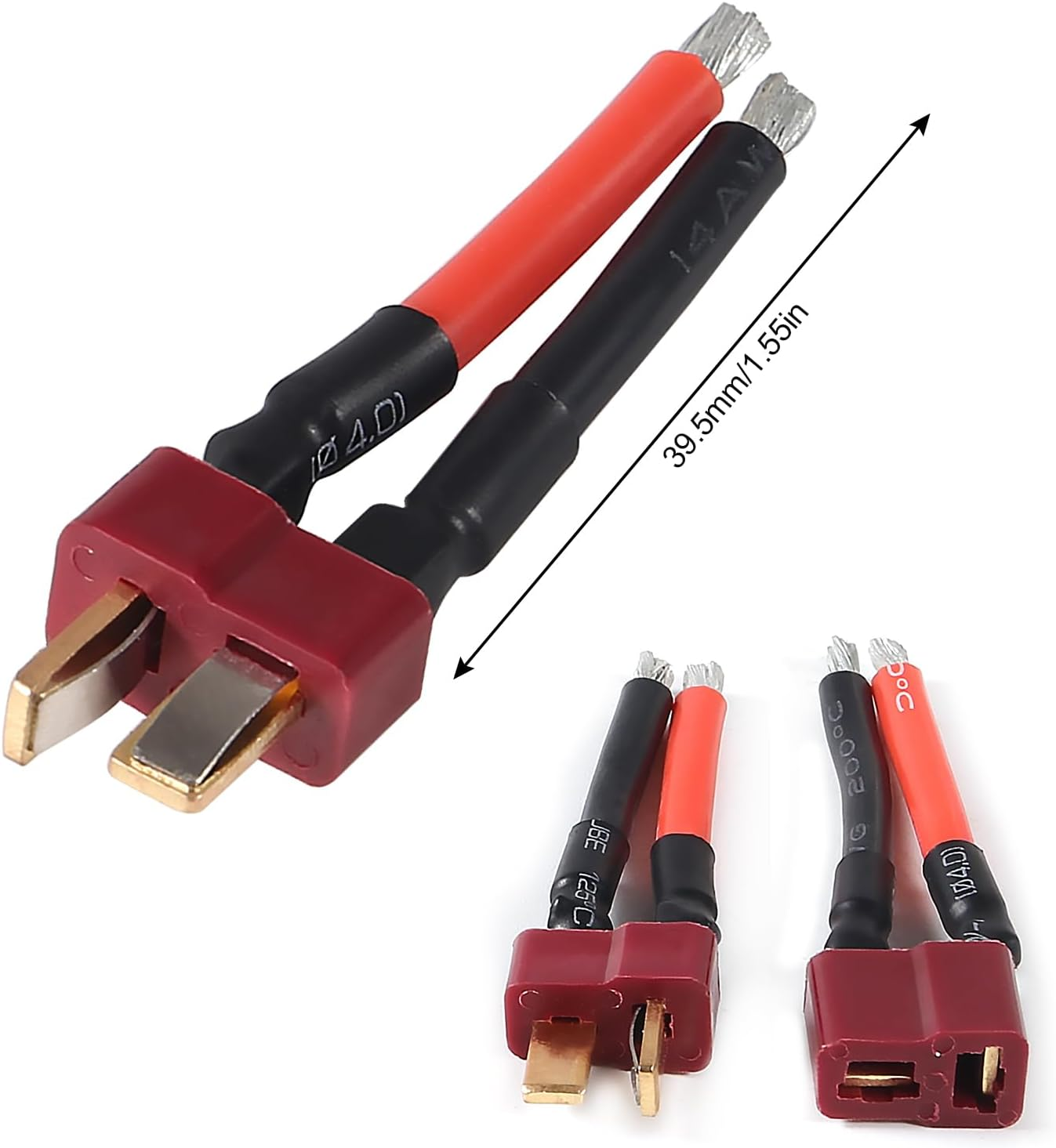 DIANN 5 Pairs T Plug Connector Female and Male with 14AWG Silicon Wire for RC Lipo Battery Cable Drone image number 4