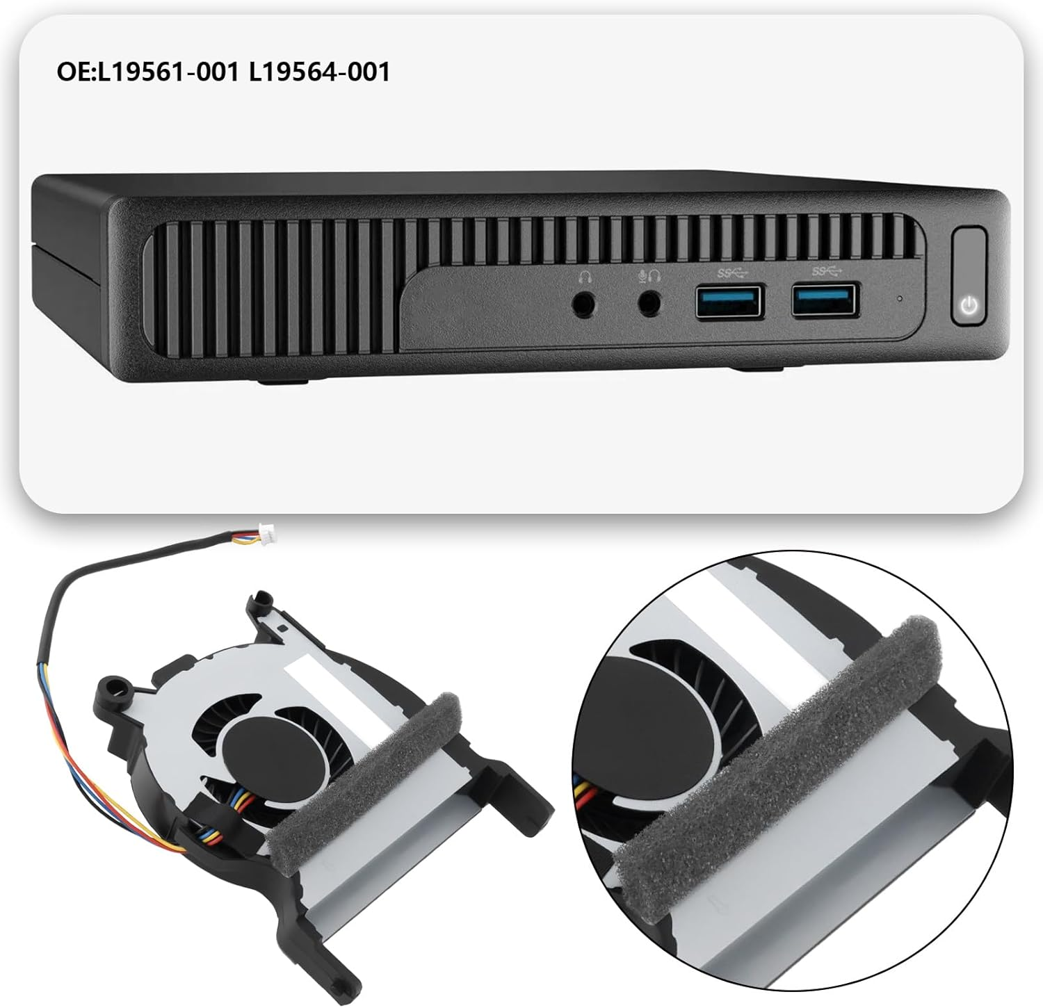 SING F LTD CPU Cooling Fan 12V Compatible with HP Elitedesk 800 G4 Mini PC, Models L19561-001 and L19564-001 image number 6