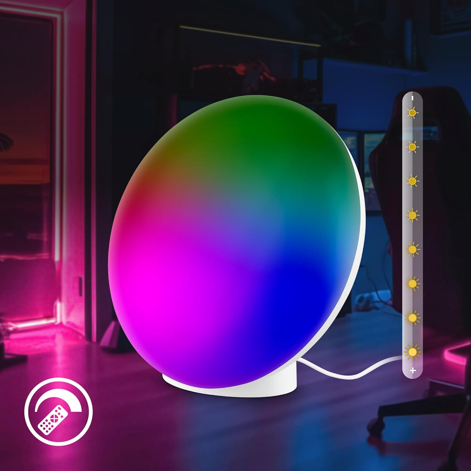 BRILONER - LED Table Lamp with Remote Control, Dimmable, RGBIC, CCT, Music Sensor, Bedside Lamp, Lamp, Desk Lamp, Table Lamp, Gaming Decoration, Party Decoration, 17.5 X 10.6 X 16.4 Cm, White image number 5