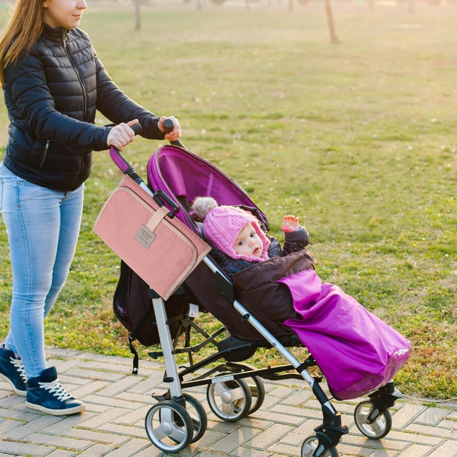 Full Body Portable Changing Pad, Baby Diaper Changing Mat Made Easy to Wipe Changing Pad for Travel or at Home Use, Lightweight and Foldable Mat That Perfectly Fits into Any Diaper Bag (Pink) - Black image number 6