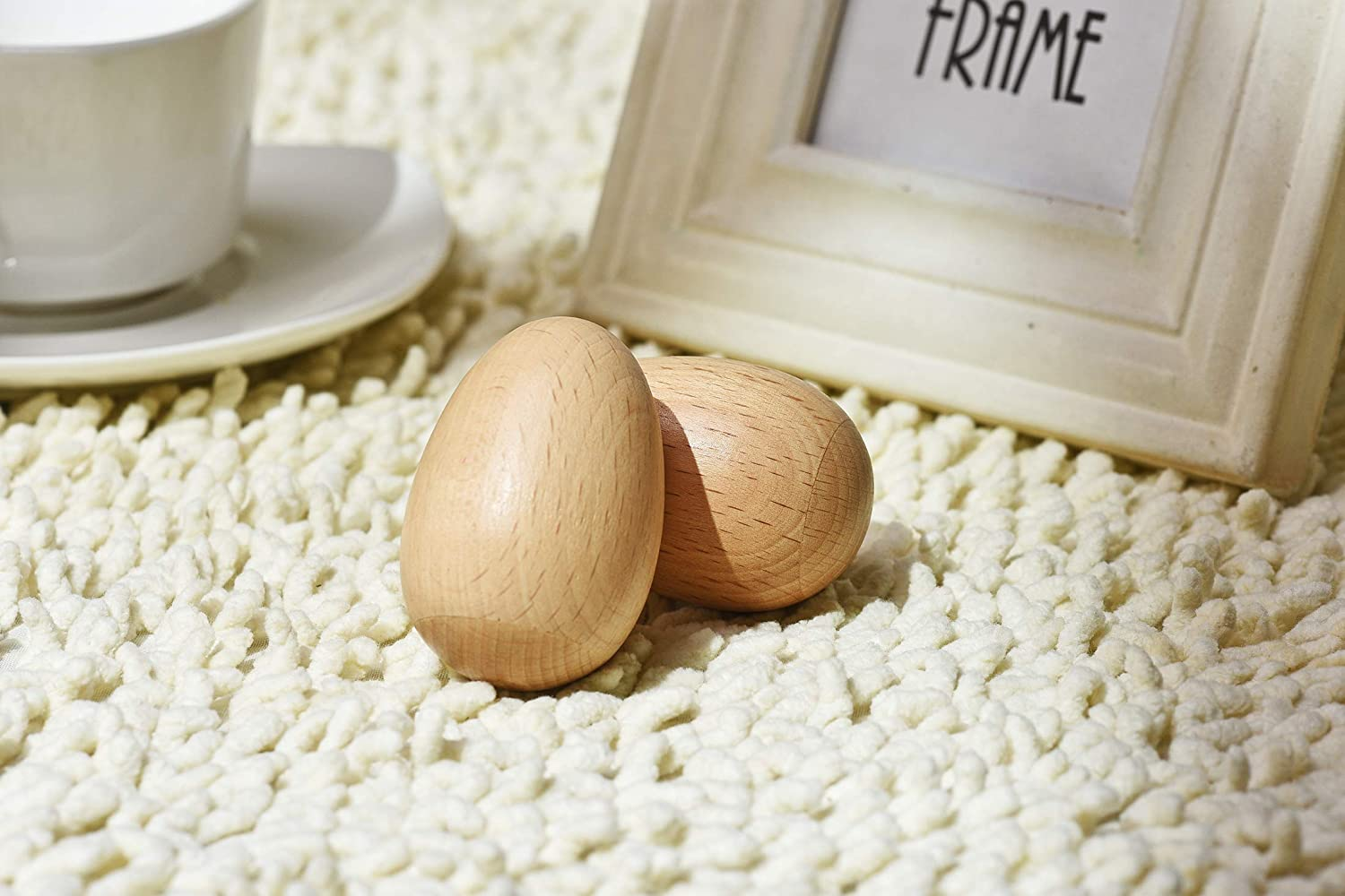 4 PCS Wood Egg Shakers Set, Musical Percussion Instruments, Natural Finish image number 4