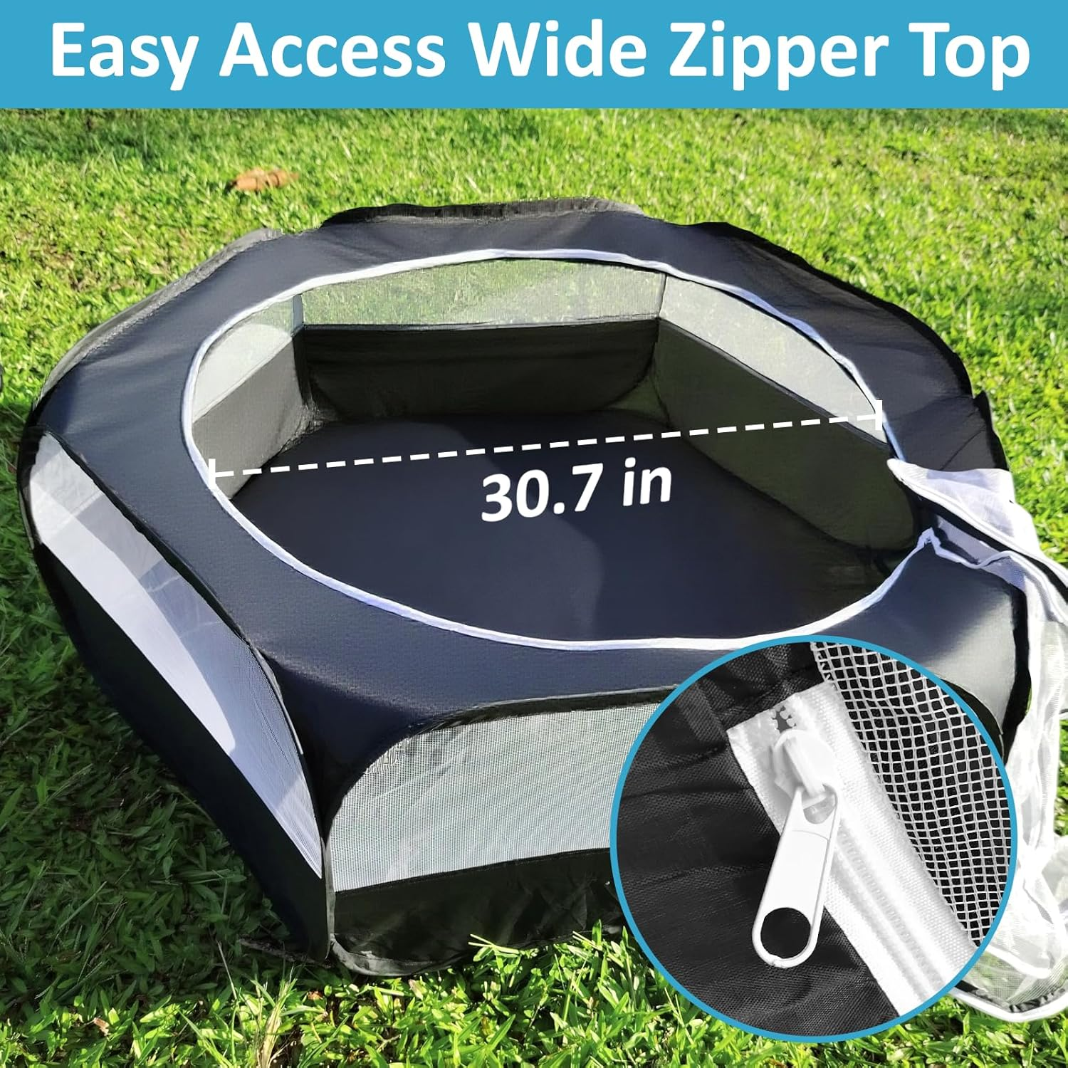 Roobuck Small Animal Playpen &ndash; Waterproof Chicken Brooder Box with Zippered Cover &ndash; Foldable Indoor Outdoor Small Pet Cage Tent for Rabbits, Guinea Pigs, Hamsters, Chick, Kitten, Puppy image number 4