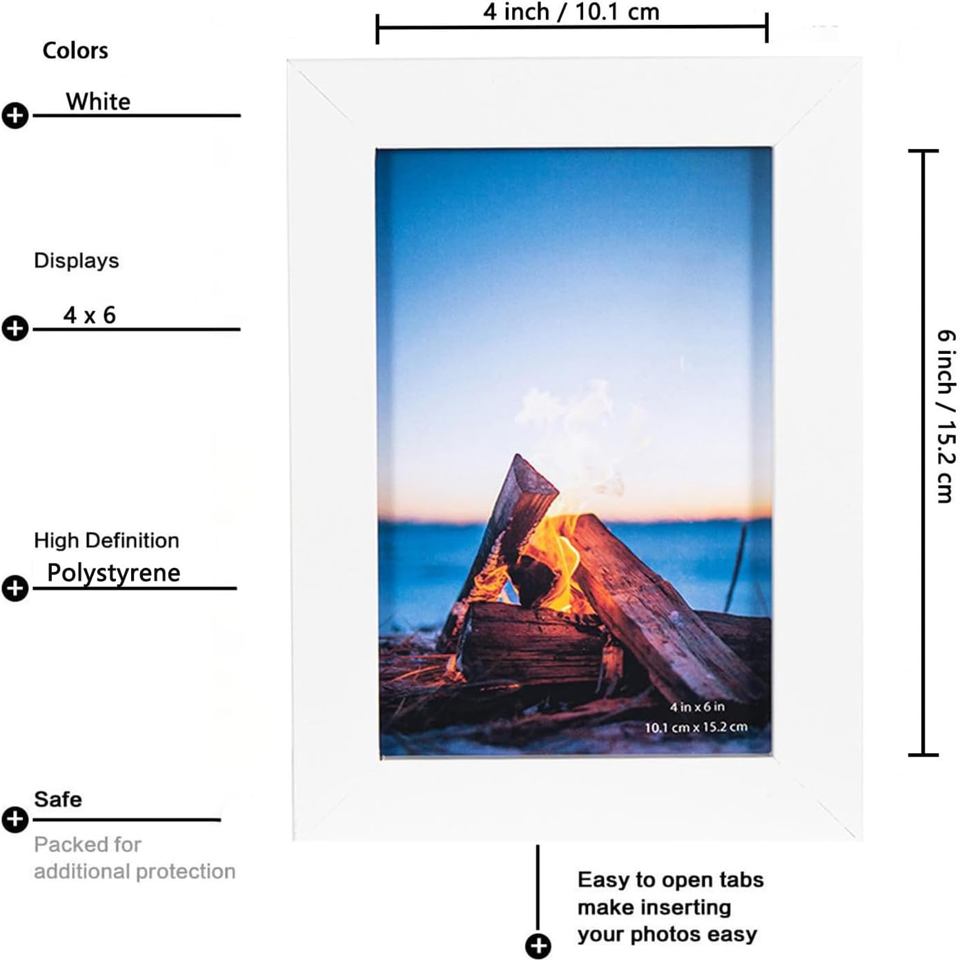 White Wooden 6X4 Inch Picture Photo Frame, Set of 4,15X10 Inch Photo Framefreestanding and Wall Mountable image number 3