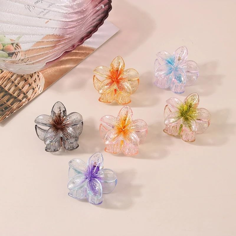 Hair Claw Clips Fashion 4CM Plastic Flower Small Hair Claw Hairpin Candy Color Monochromatic Hair Clip Headwear Hair Accessories