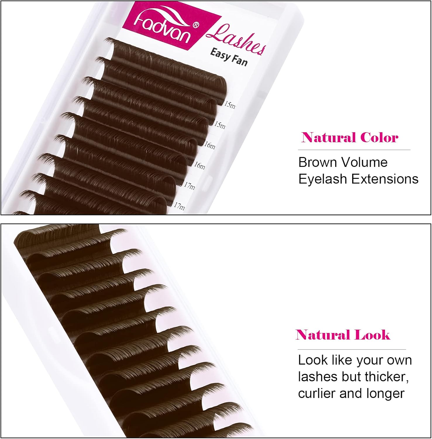 FADVAN Volume Lash Extensions Brown Easy Fan Volume Lashes .07 Rapid Blooming 15-20Mm Mixed Tray Eyelash Extensions C D Curl Flowering Lash Extensions by (Brown 0.07-C, 15-20Mm) image number 5