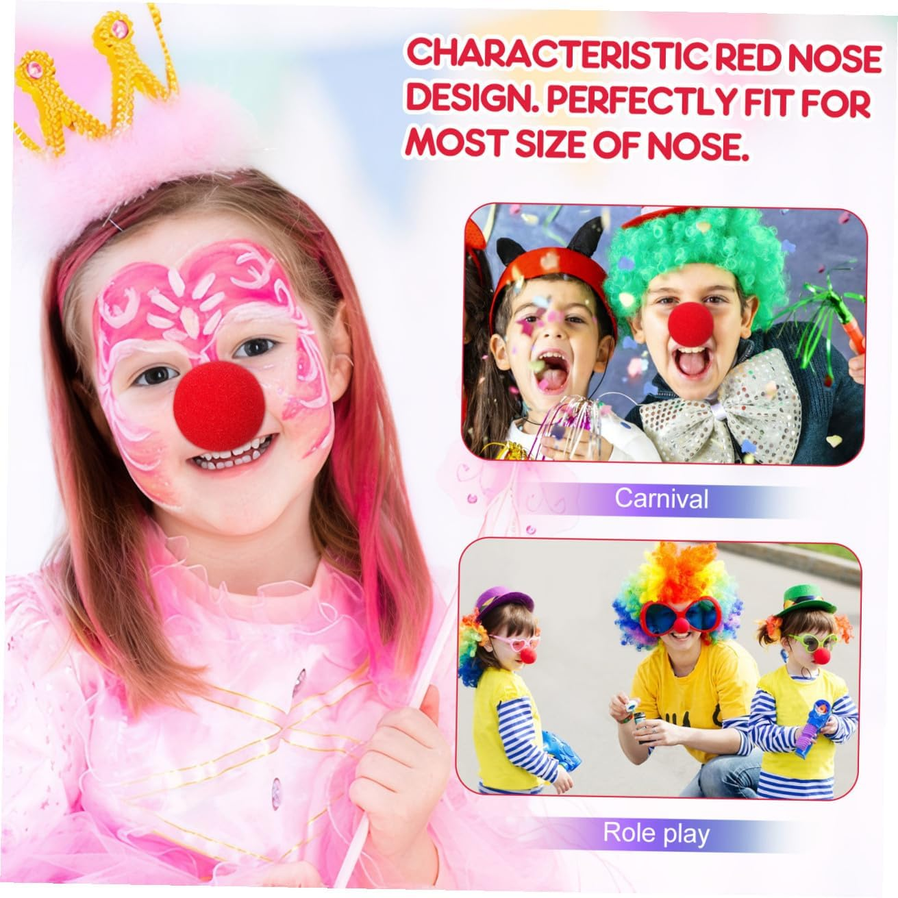 COHEALI Red Clown Nose 50Pcs - Foam Circus Cosplay Carnival for Halloween Costume Accessories, Party Favors Supplies image number 1