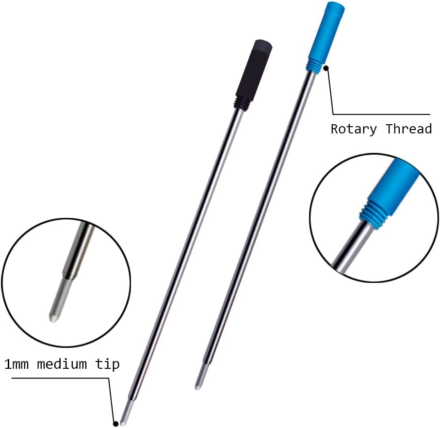 4.5&rdquo; Replaceable Ballpoint Pen Refills, 30 Pack Smooth Writing Ballpoint Refills for Cross Style Pen (Black and Blue Ink Refills)
