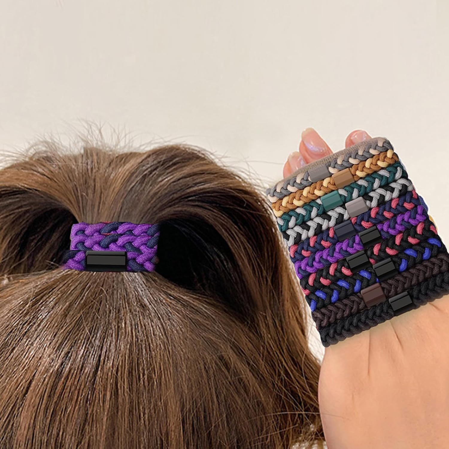 Zcbzbn Pack of 10 Men'S and Women'S Braided Hair Bands, Elastic Hair Bands, Fashion Ponytail Hair Bands for Straight, Curly, Long Hair Bun for Men and Women image number 3