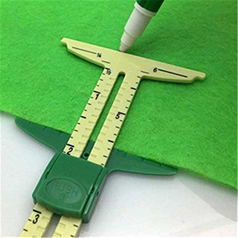 TF T-Shaped Sliding Gauge Sewing Measuring Ruler Tool No Hassle Triangles Gauge Handy Hem Gauge Seam Allowance Buttonhole Spacer and Circle Compass image number 3