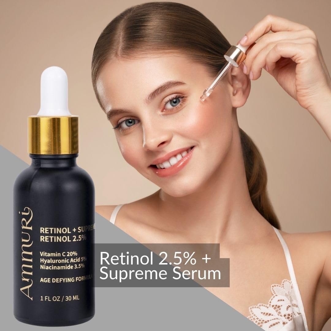 Retinol + Supreme Serum 2.5% Vitamin C 20% Hyaluronic Acid 5% Niacinamide 3.5% Anti-Aging Skin Repair, Supercharged Face Serum image number 1
