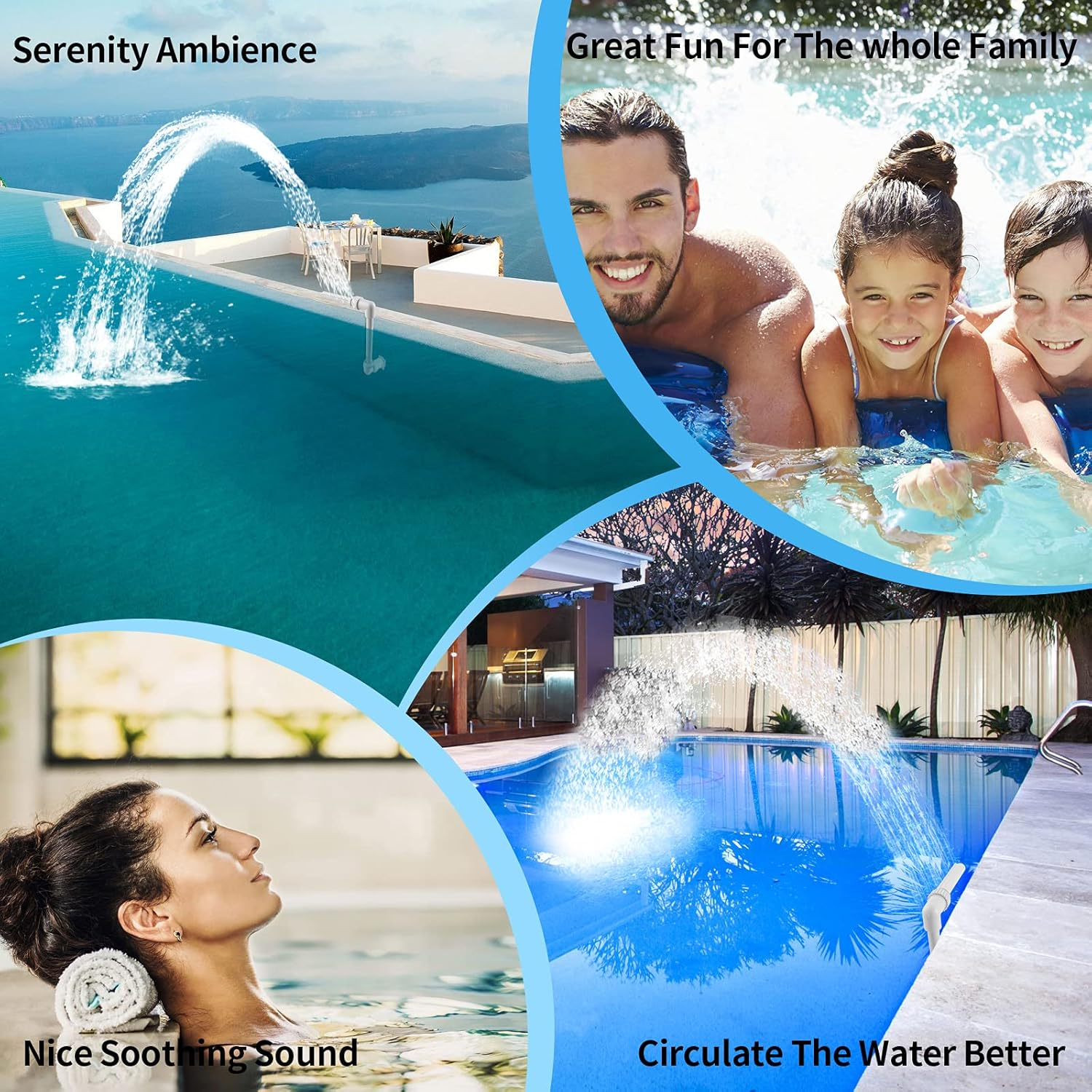 Pool Fountain Waterfall Spray, Briidea Adjustable Water Fun Sprinklers Cool Pool Accessories Decor, Fits Most 1.5" in Ground & above Ground Return Jets image number 6