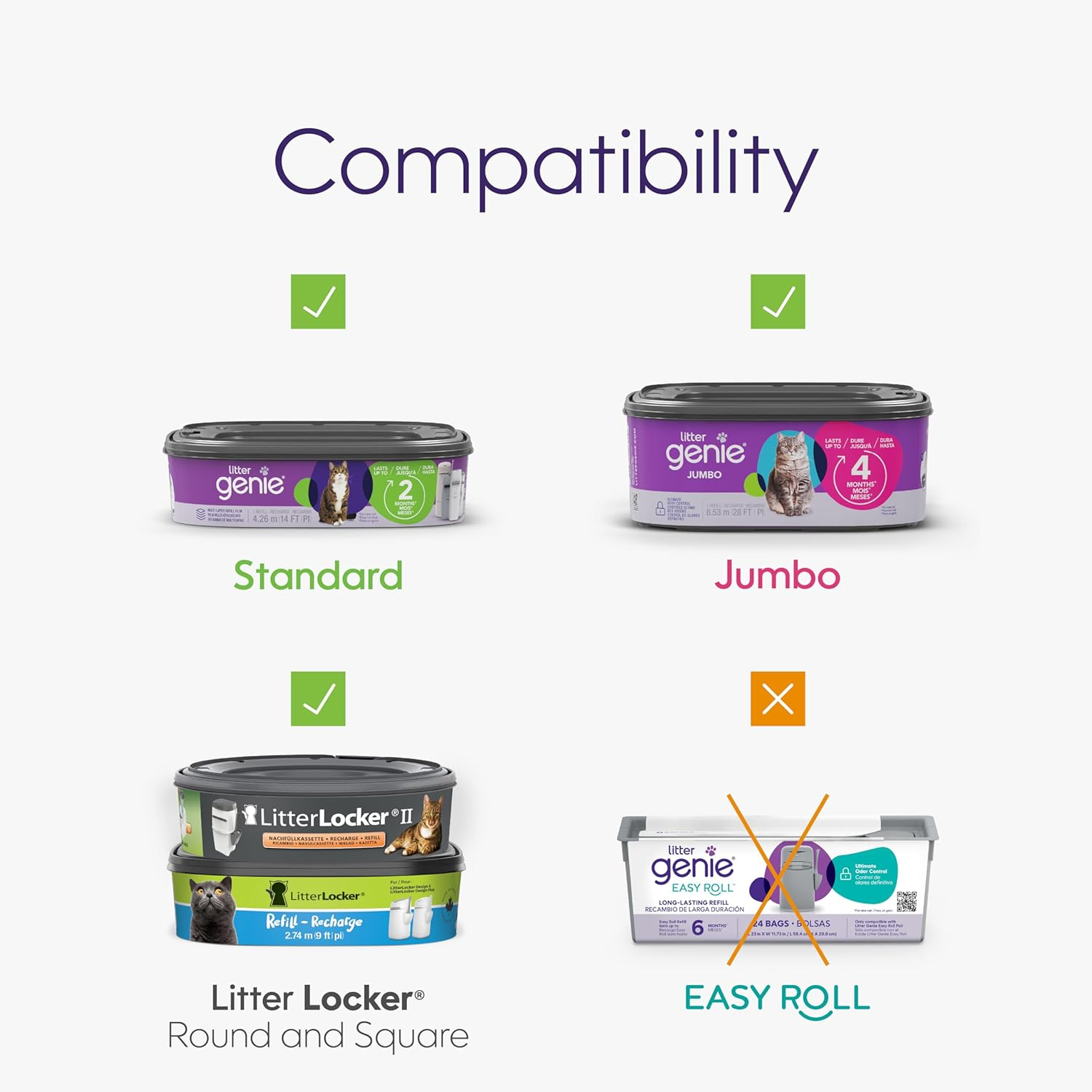 Litter Genie Refill Bags | Stand Alone Genuine Film 6 Pk | Compatible with Litter Genie Standard and Jumbo Refills | Ultimate Odor Control Cat Litter Bags | up to 12 Months of Supply for One Cat image number 4