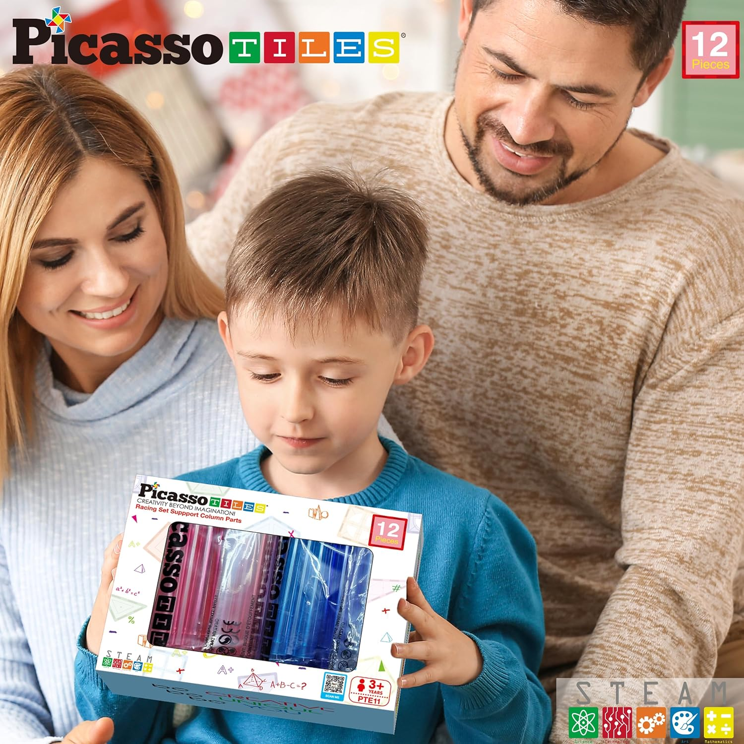 Picassotiles 12 Piece Support Column Expansion Supporting Pack for Magnetic Race Cartrack Magnet Tile Building Block Construction Kit Education Toy Boys Girls STEM Puzzle Toy Kids Boy Girl Toddler 3 image number 1