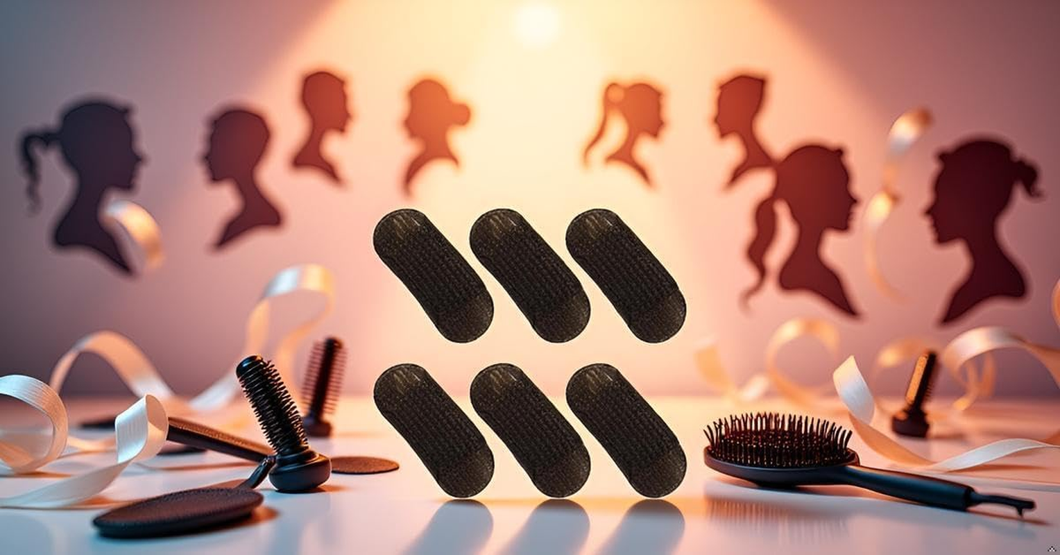 6PCS Sponge Volume Booster - Non-Slip Fluffy Base Inserts for Updos and Buns, Invisible Hair Thickening Pads for Thin (Home/Party/Wedding Styling Accessories) image number 2