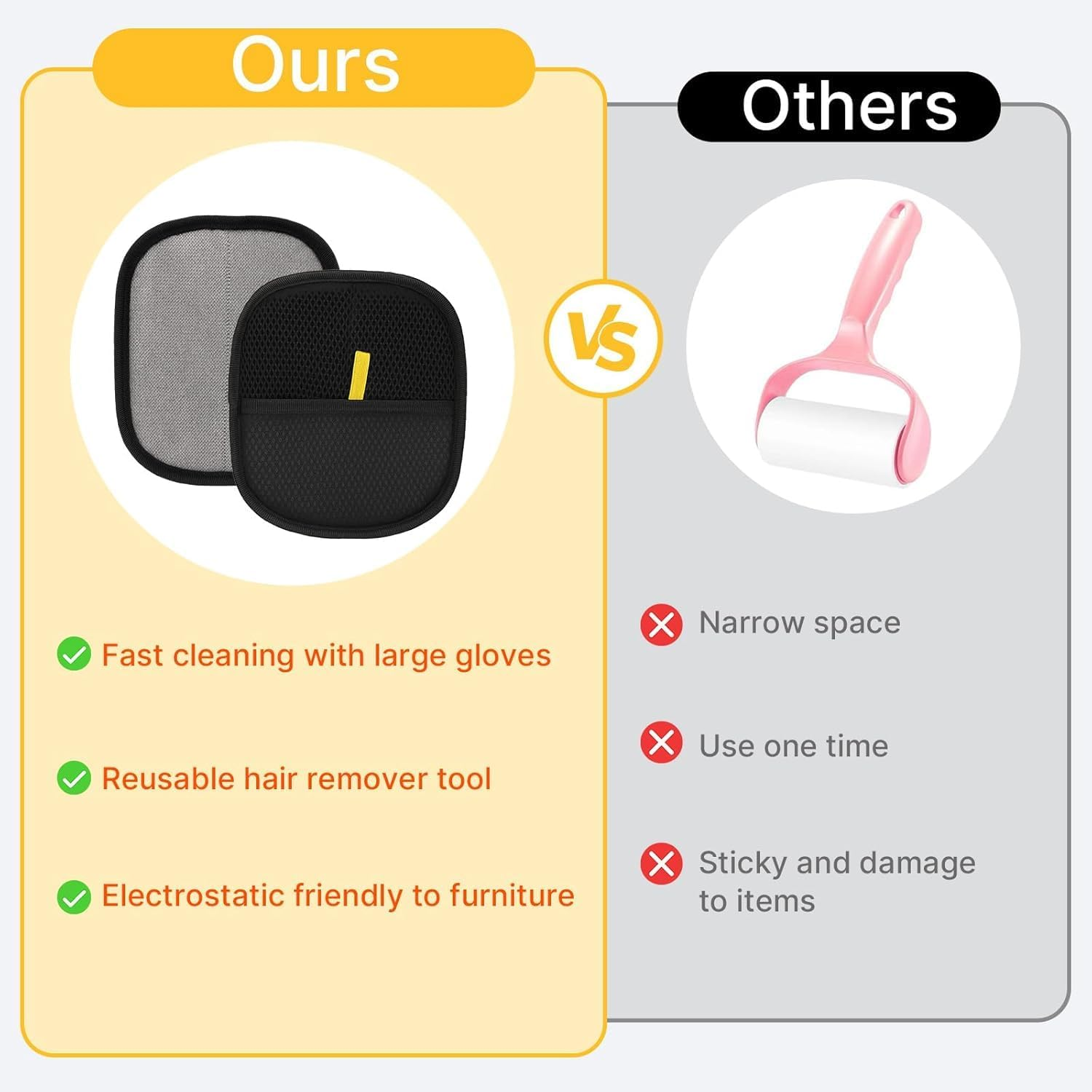 Afeamo Pet Hair Remover, Pet Grooming Gloves, Electrostatic Removal Gloves for Pet Hair, Pet Hair Remover Gloves for Dog Cat, Two-Way Static-Cleaning, Reusable，For Carpet Couch Clothing Furniture image number 4