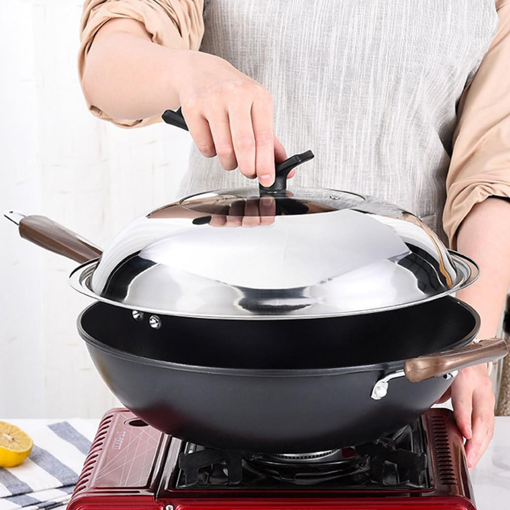 Healvian Stainless Steel Wok Cover 30CM Pot Lid Thickened Pan Cover Visual Pot Cover Wok Lid Frying Pan Lid Universal Lids for Pots, Pans and Skillets image number 2