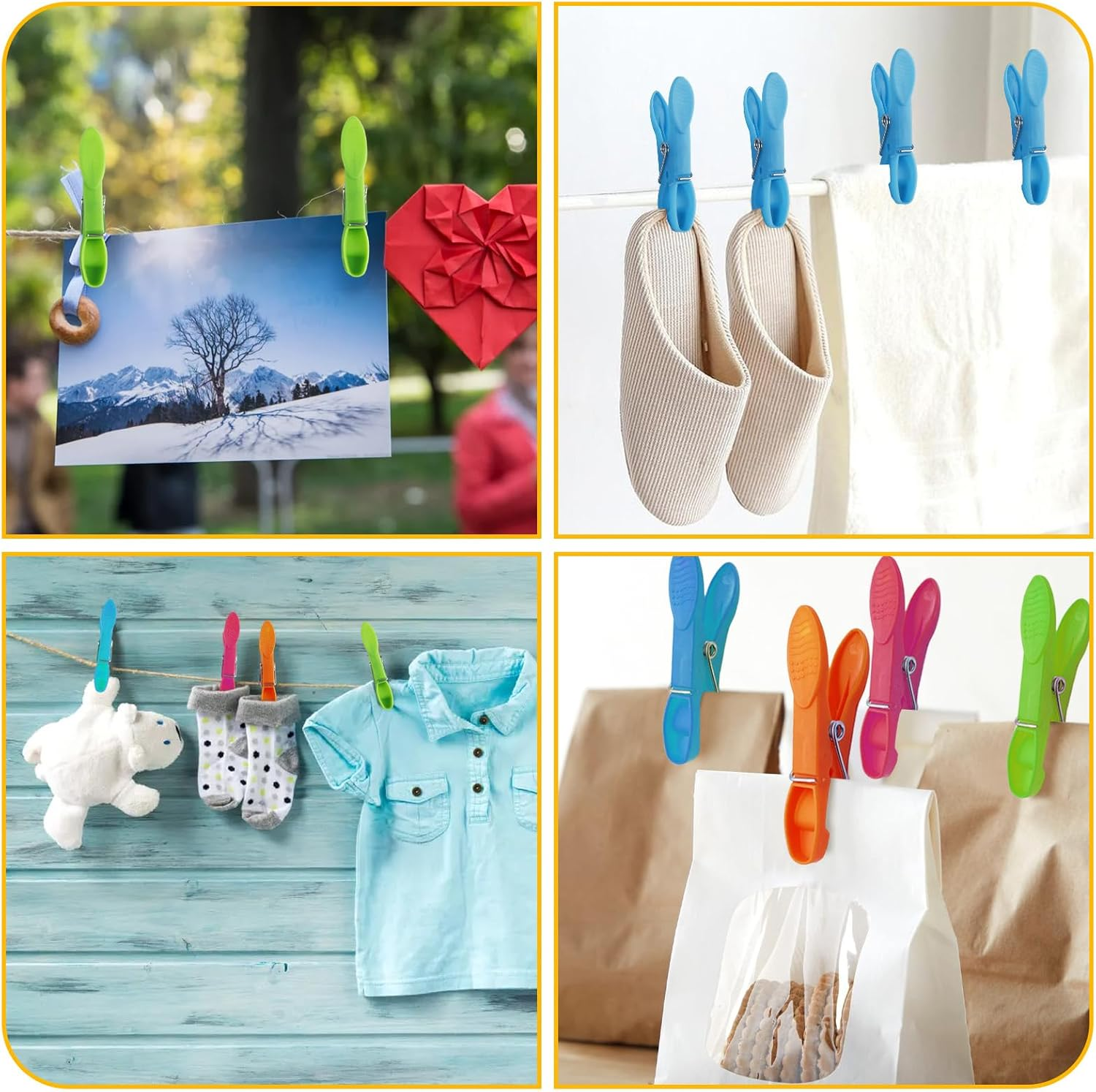 72Pcs Colored Plastic Clothespins, LIOUCBD Colorful Clothes Pins Heavy Duty Outdoor for Hanging Clothes, Rainbow Clothes Pegs for Classroom, Clothesline Crafts Picture Photo Food Towel Clips image number 3