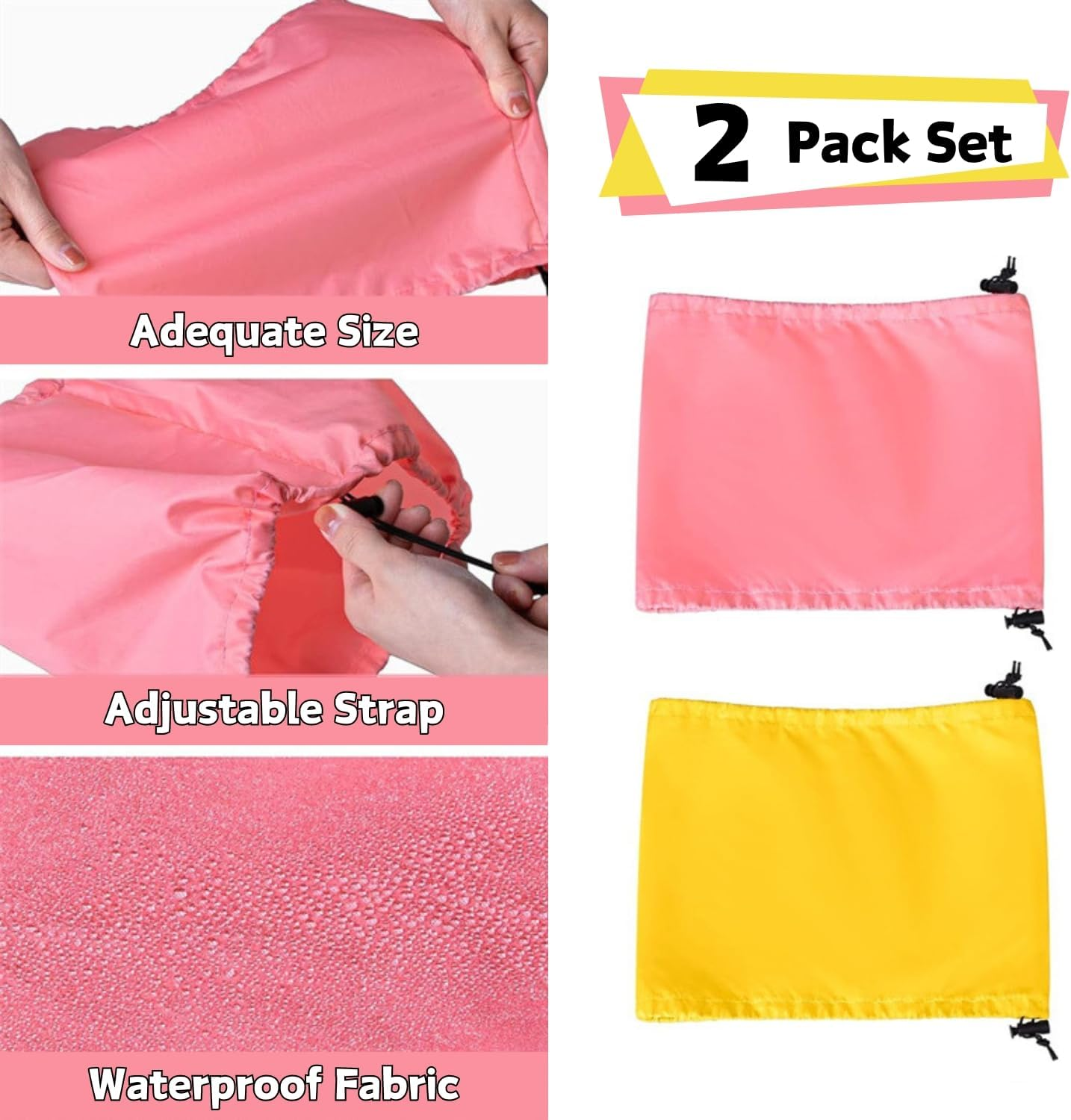 2 Pack Dog Bath Cap Waterproof Dog Snood Rain Hat Ear Protection Shower Cap Dog Ears Headband Dog Ear Covers for Swimming Dog Ear Wrap for Snow Rain (Pink+Yellow) image number 1