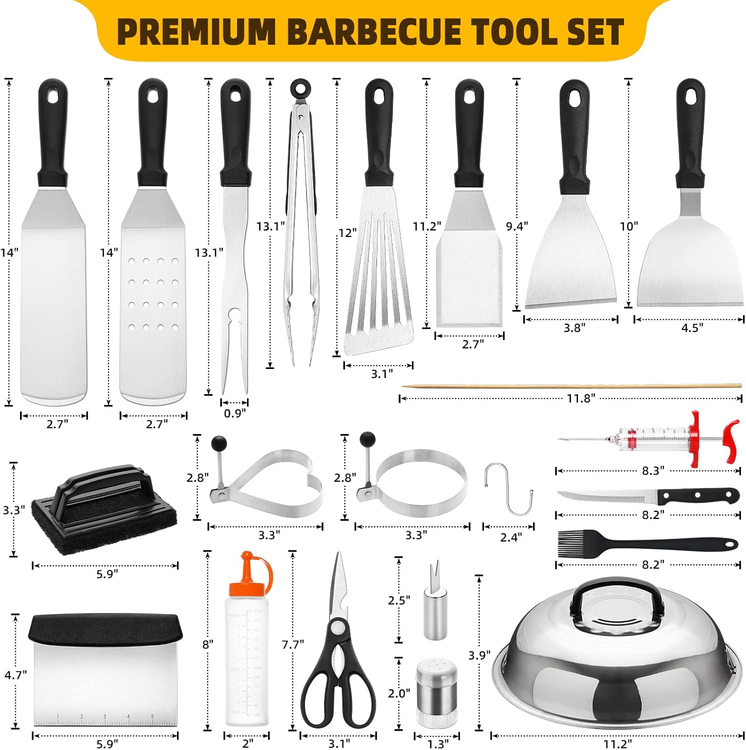 Griddle Accessories Kit, 139PCS Flat Top Griddle Grill Tools Set for Blackstone and Camp Chef, Professional Grill Utensils Set with Spatula, Basting Cover, Scraper for Men Women Outdoor Backyard BBQ image number 5