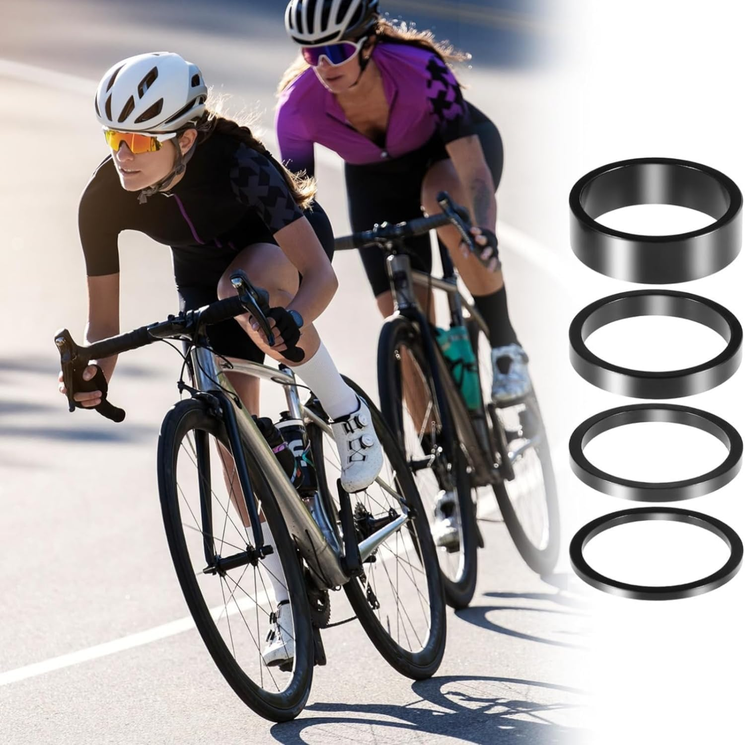 8PCS Bicycle Headset Spacers, Black Aluminium Stem Spacer Ring(5Mm/10Mm/15Mm/20Mm image number 5