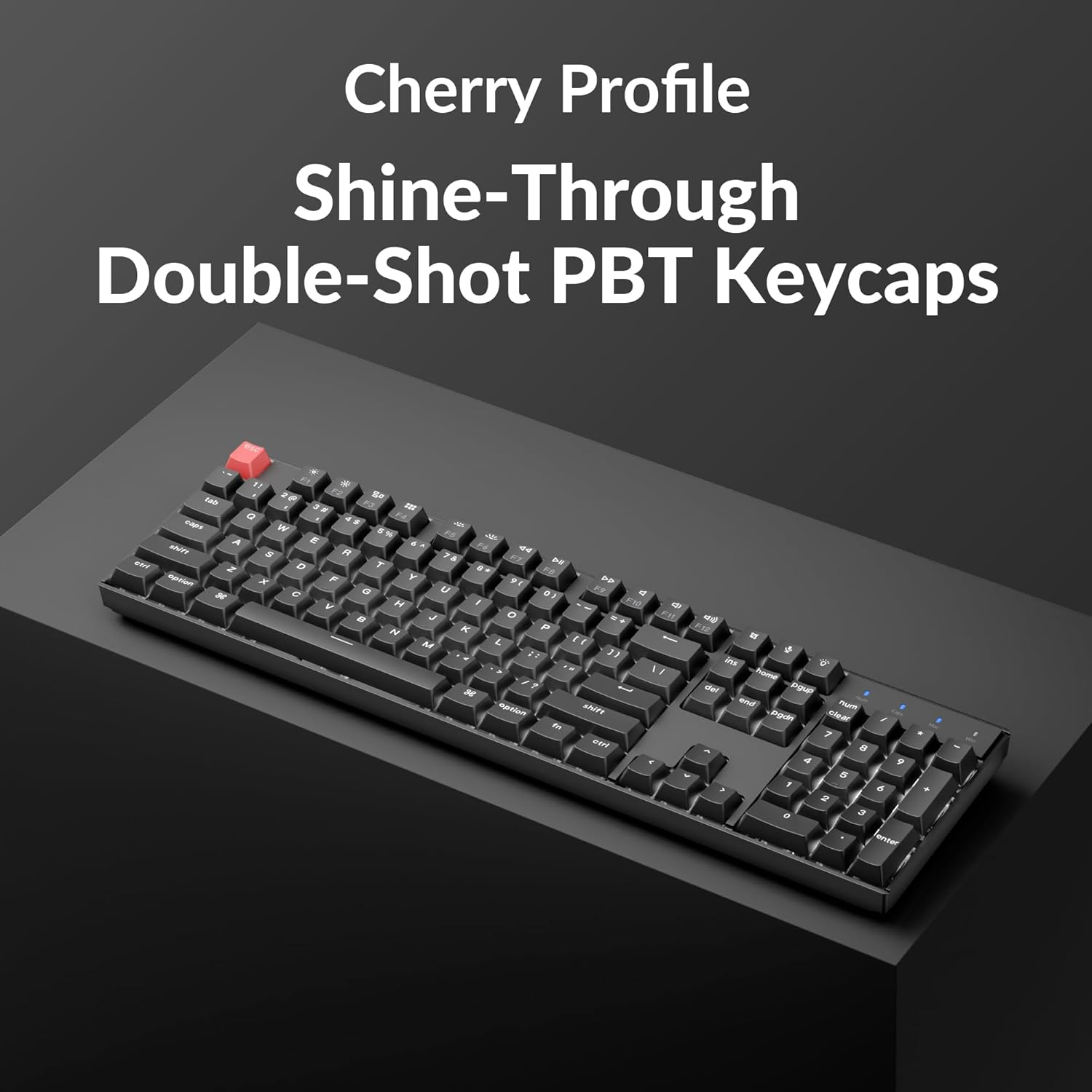 Keychron K10 Version 2 QMK Mechanical Keyboard Full Size 104 Keys, Bluetooth 5.2 Wireless/Wired Connection Programmable Keys, White Backlit with Shine-Through Keycaps for Mac Windows Linux