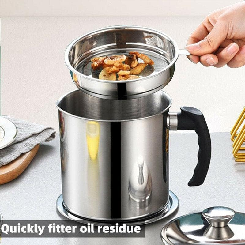 AIMALL 1.8L Stainless Steel Oil Strainer Pot with Fine Mesh Filter &ndash; Grease Storage Container for Cooking Oil, Residue Separation, and Easy Pouring &ndash; 5.31 X 6.3 Inches image number 5