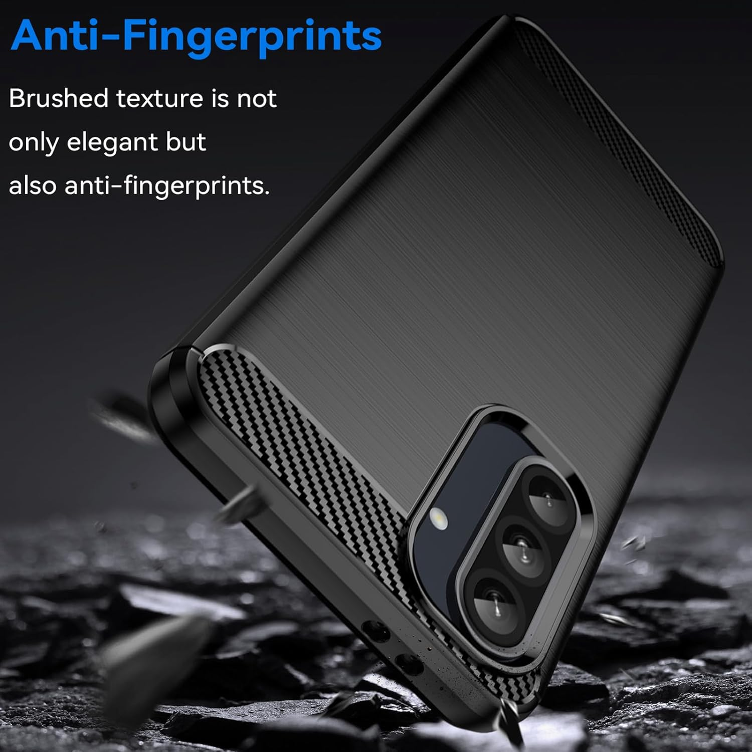 HEYUS Case for Samsung Galaxy A56 5G, Shock-Absorption Brushed Flexible Soft Carbon Fiber Protective Cover image number 4